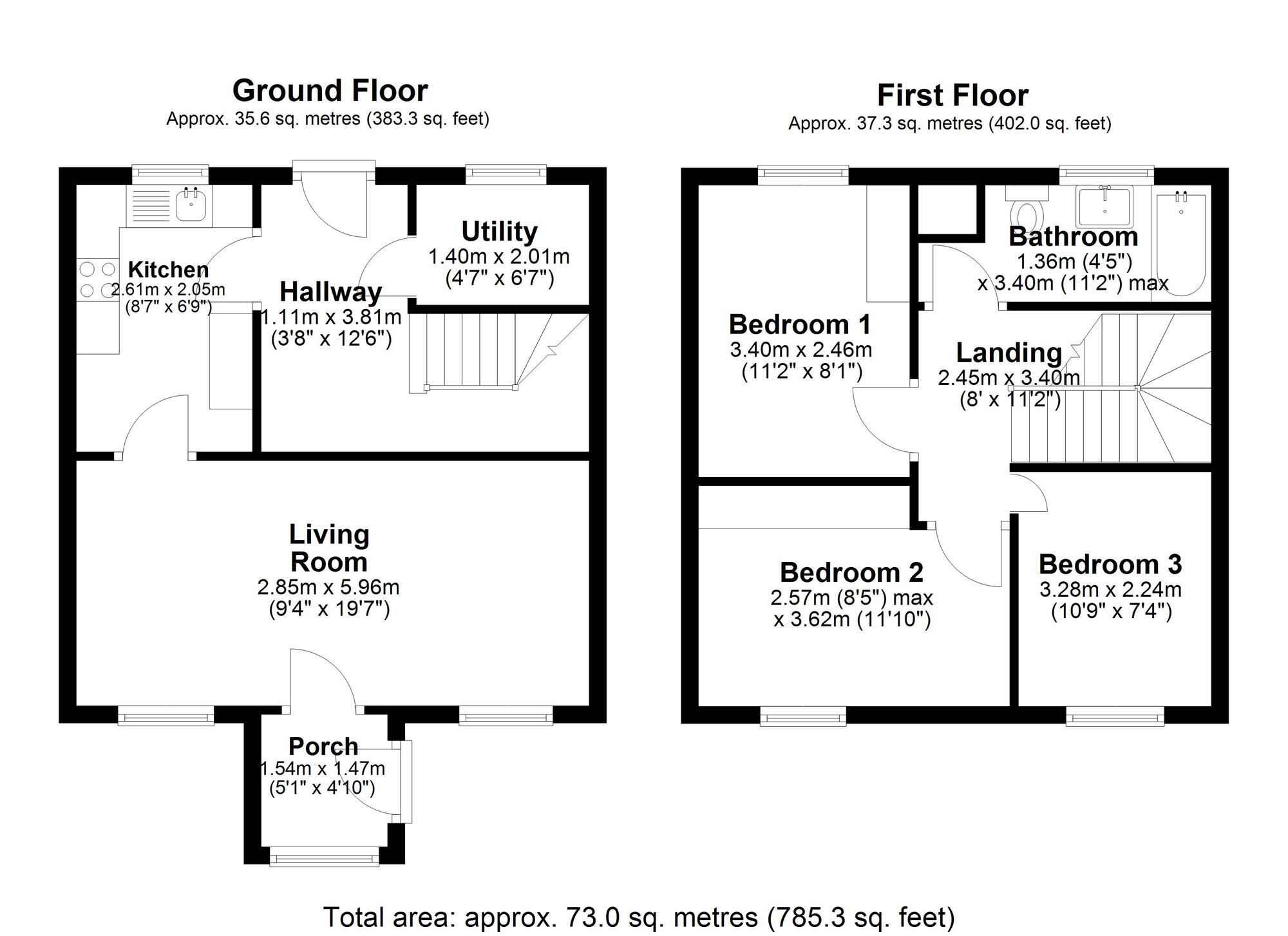 Floorplan of 3 bedroom Mid Terrace House for sale, Cragside, Chester Le Street, Durham, DH2
