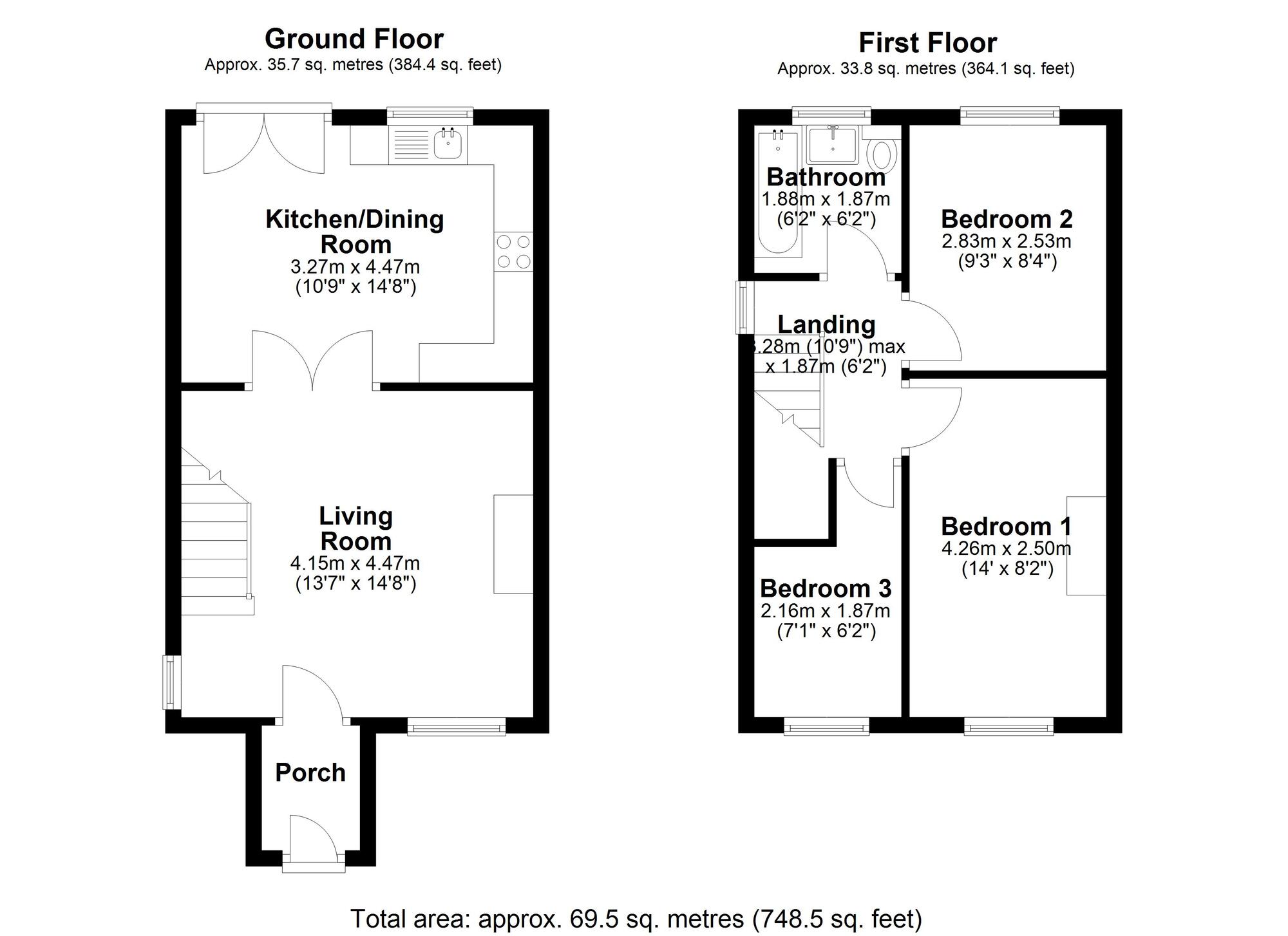 Floorplan of 3 bedroom Semi Detached House for sale, Tamerton Drive, Birtley, Tyne and Wear, DH3