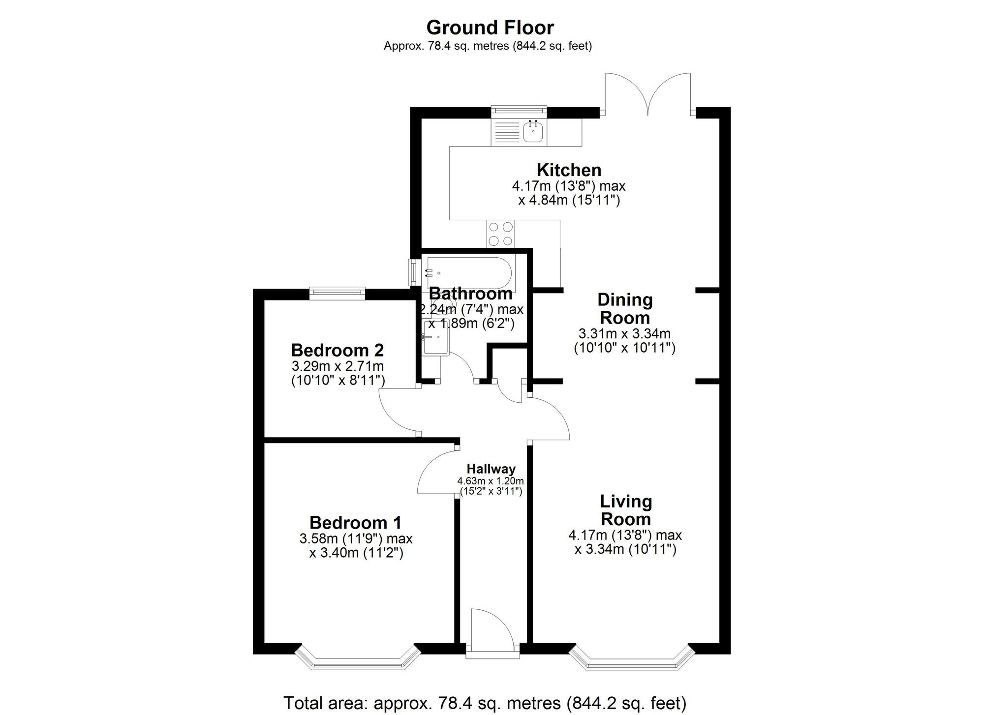 Floorplan of 2 bedroom Semi Detached Bungalow for sale, Leander Avenue, Chester Le Street, Durham, DH3