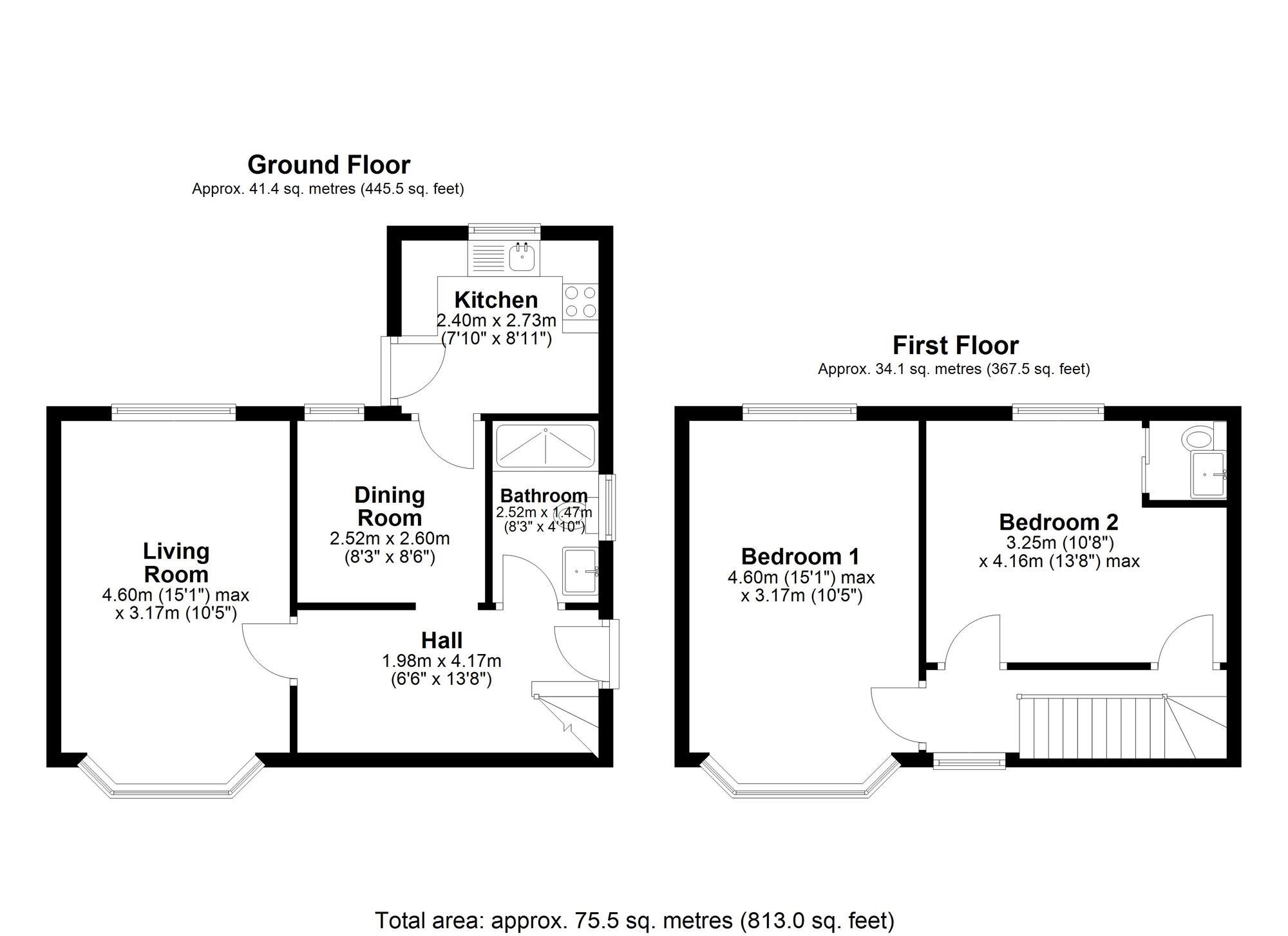Floorplan of 2 bedroom Semi Detached House for sale, Hadrian Avenue, Chester Le Street, Durham, DH3
