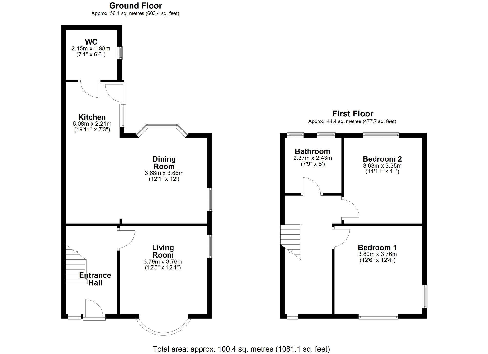 Floorplan of 2 bedroom Semi Detached House for sale, Highfield Crescent, Chester Le Street, Durham, DH3