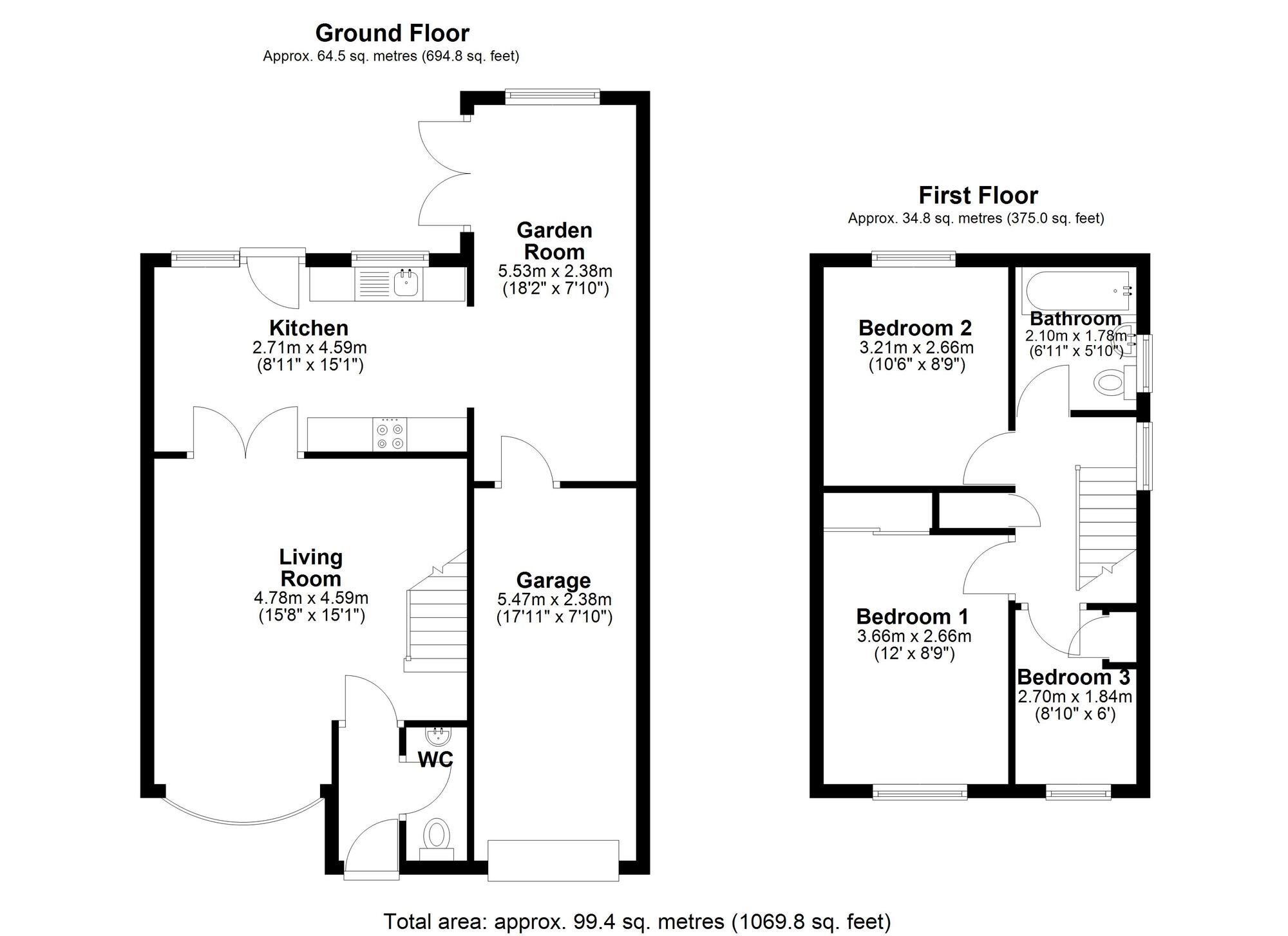 Floorplan of 3 bedroom Semi Detached House for sale, Ellington Close, Ouston, Durham, DH2