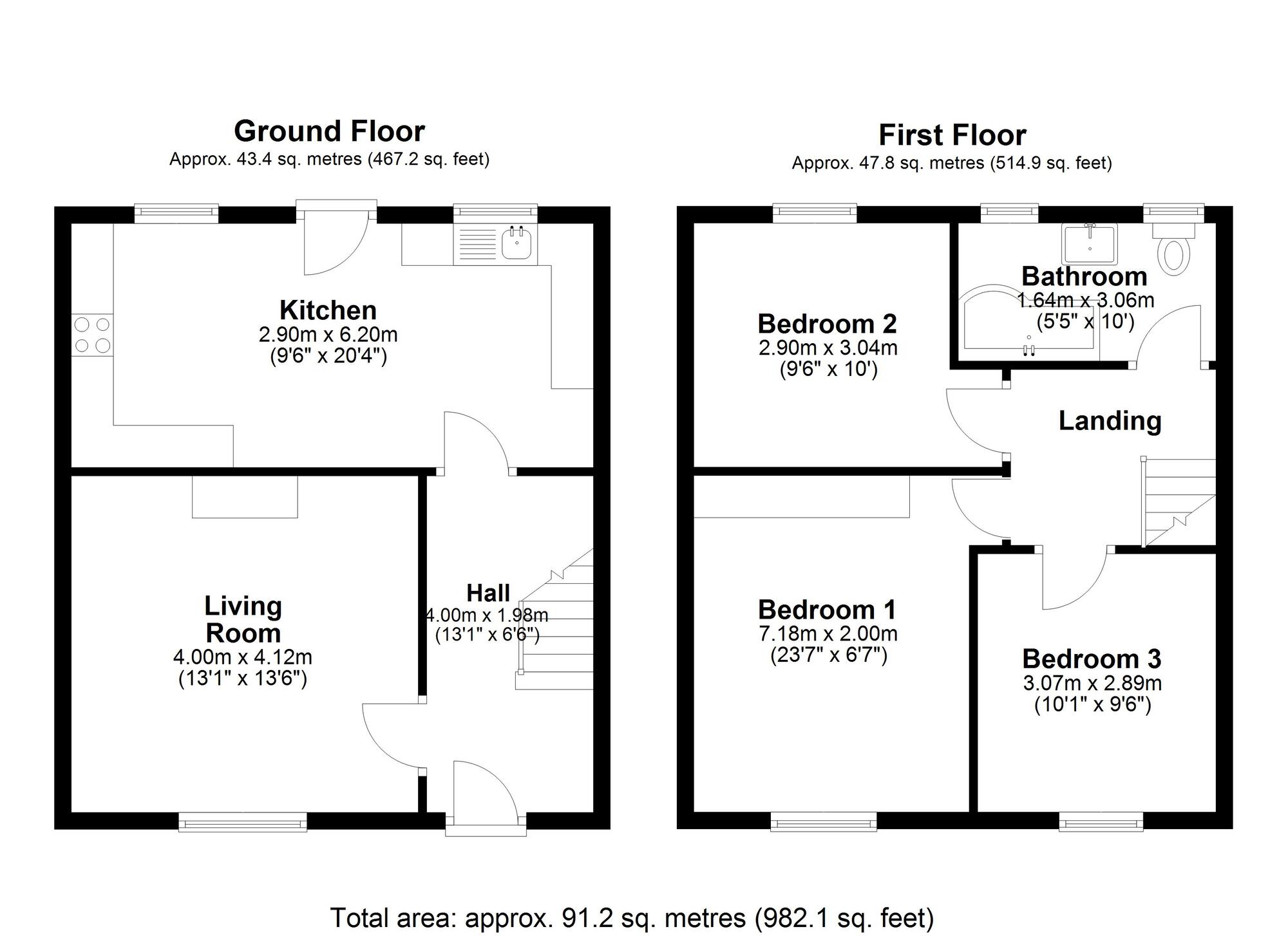 Floorplan of 3 bedroom Mid Terrace House for sale, Pennine Avenue, Chester Le Street, Durham, DH2
