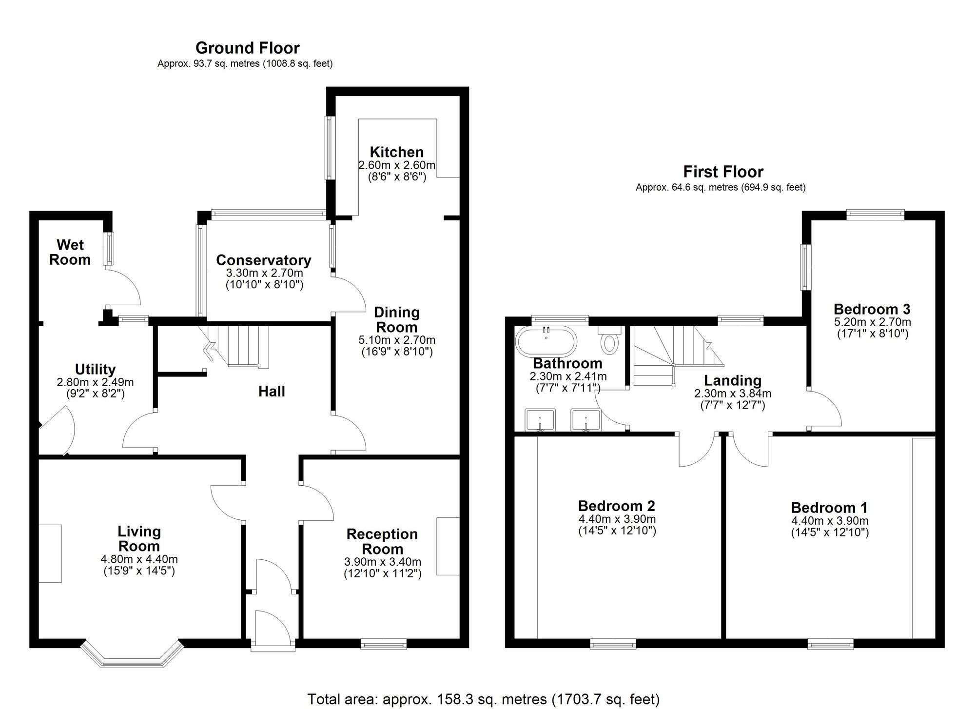 Floorplan of 3 bedroom End Terrace House for sale, Green Bank Terrace, Chester Le Street, Durham, DH3