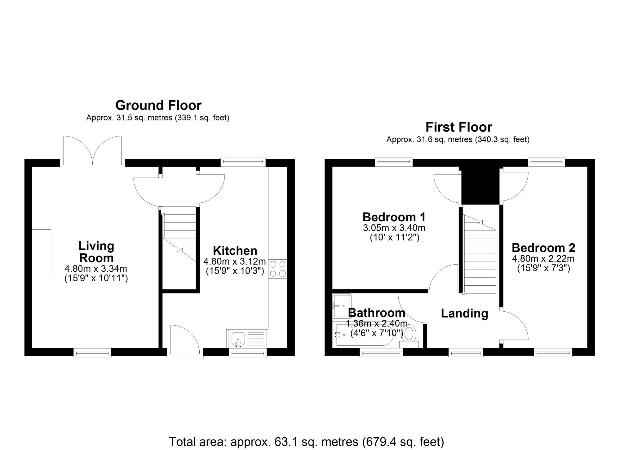 Floorplan of 2 bedroom End Terrace House for sale, Lilac Square, Houghton Le Spring, Durham, DH4