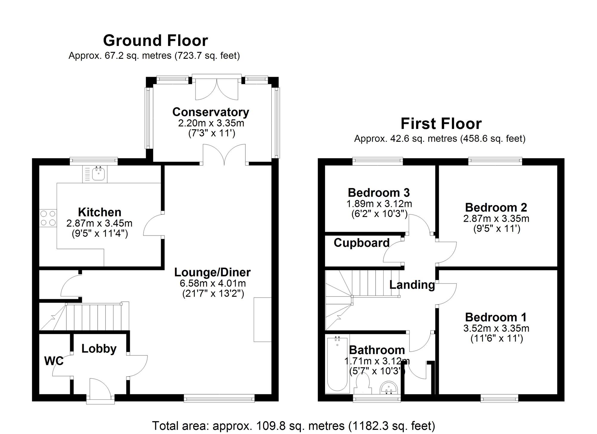 Floorplan of 3 bedroom End Terrace House for sale, Jubilee Close, Edmondsley, Durham, DH7
