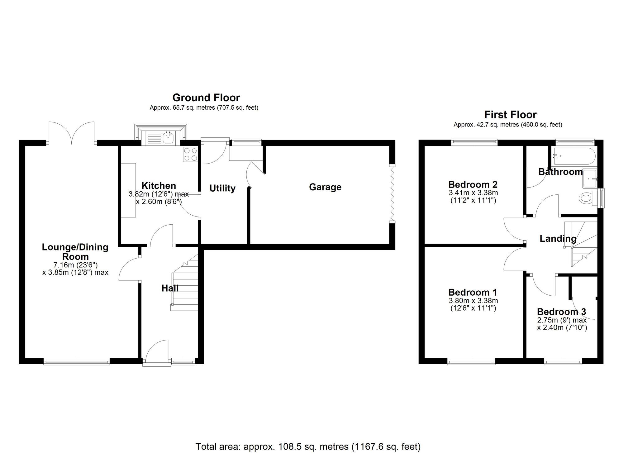 Floorplan of 3 bedroom Semi Detached House to rent, Ennerdale Place, Chester Le Street, Durham, DH2