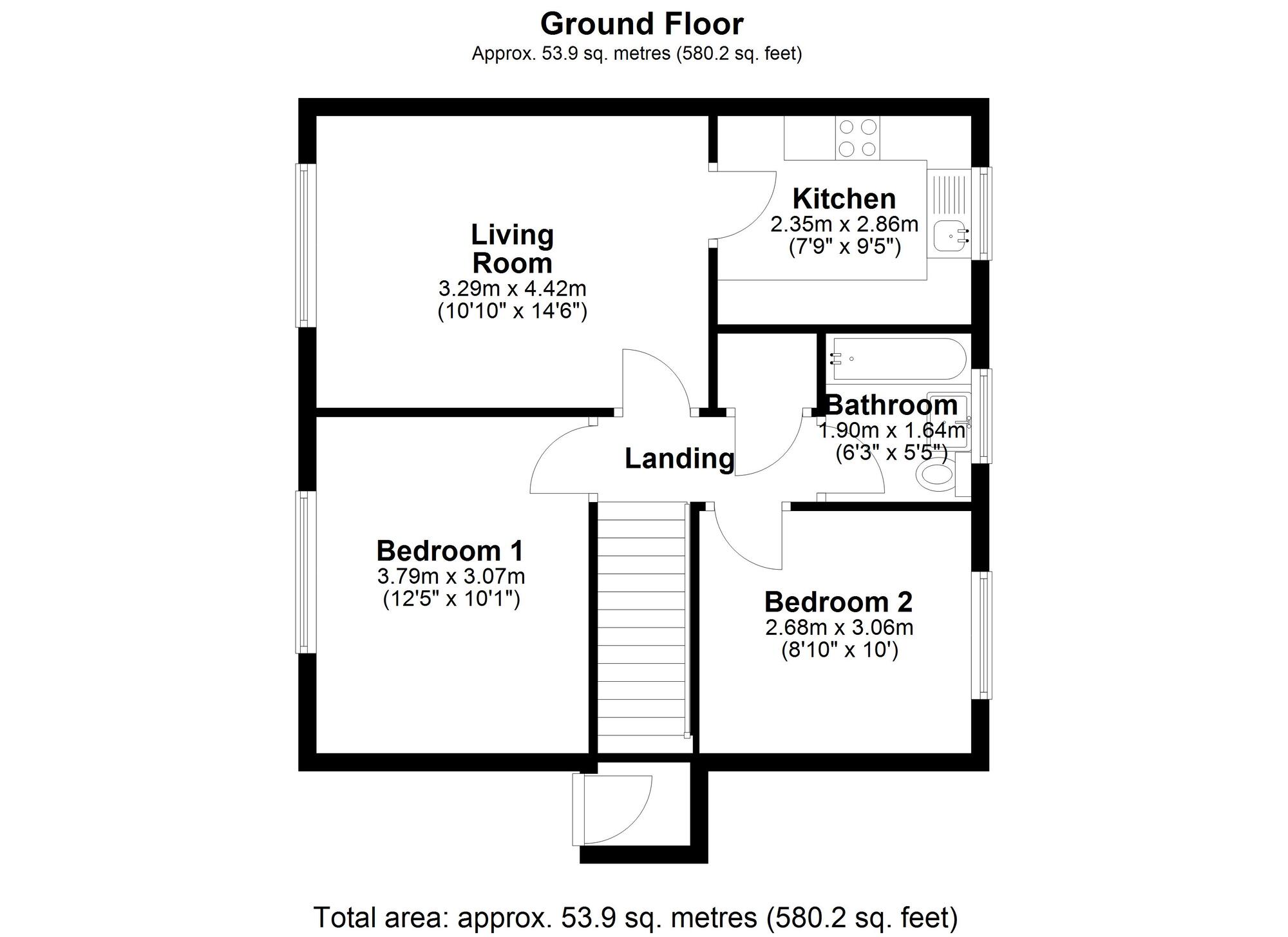 Floorplan of 2 bedroom  Flat to rent, Bowmont Walk, Chester Le Street, Durham, DH2