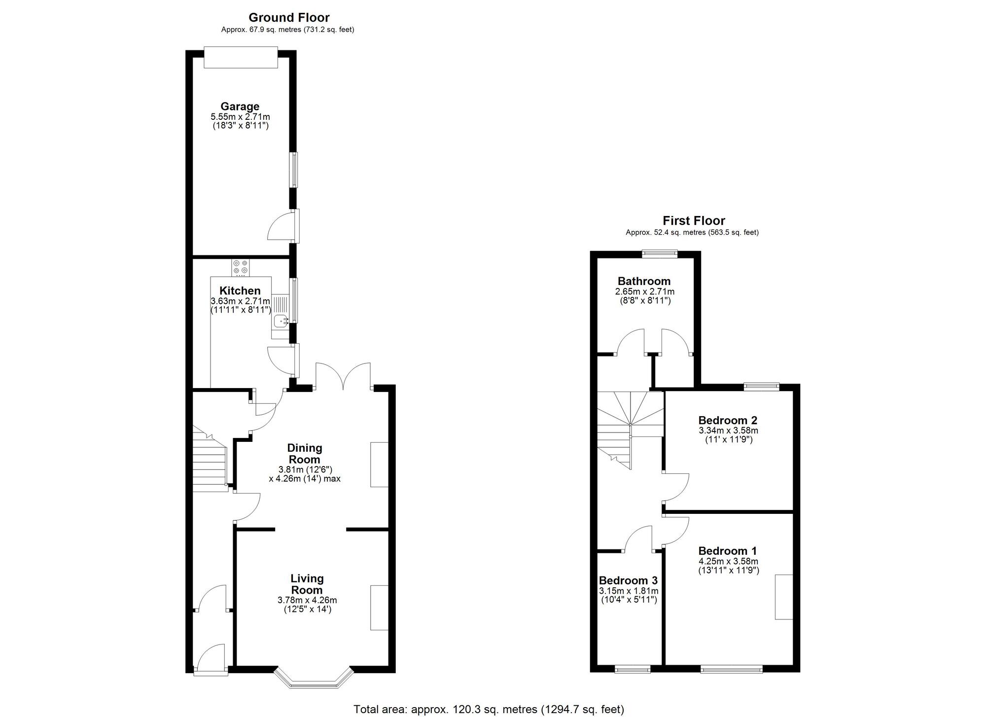 Floorplan of 3 bedroom Mid Terrace House to rent, Clifford Terrace, Chester Le Street, Durham, DH3