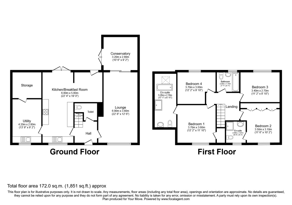 Floorplan of 4 bedroom Semi Detached House for sale, Ropery Lane, Chester Le Street, Durham, DH3