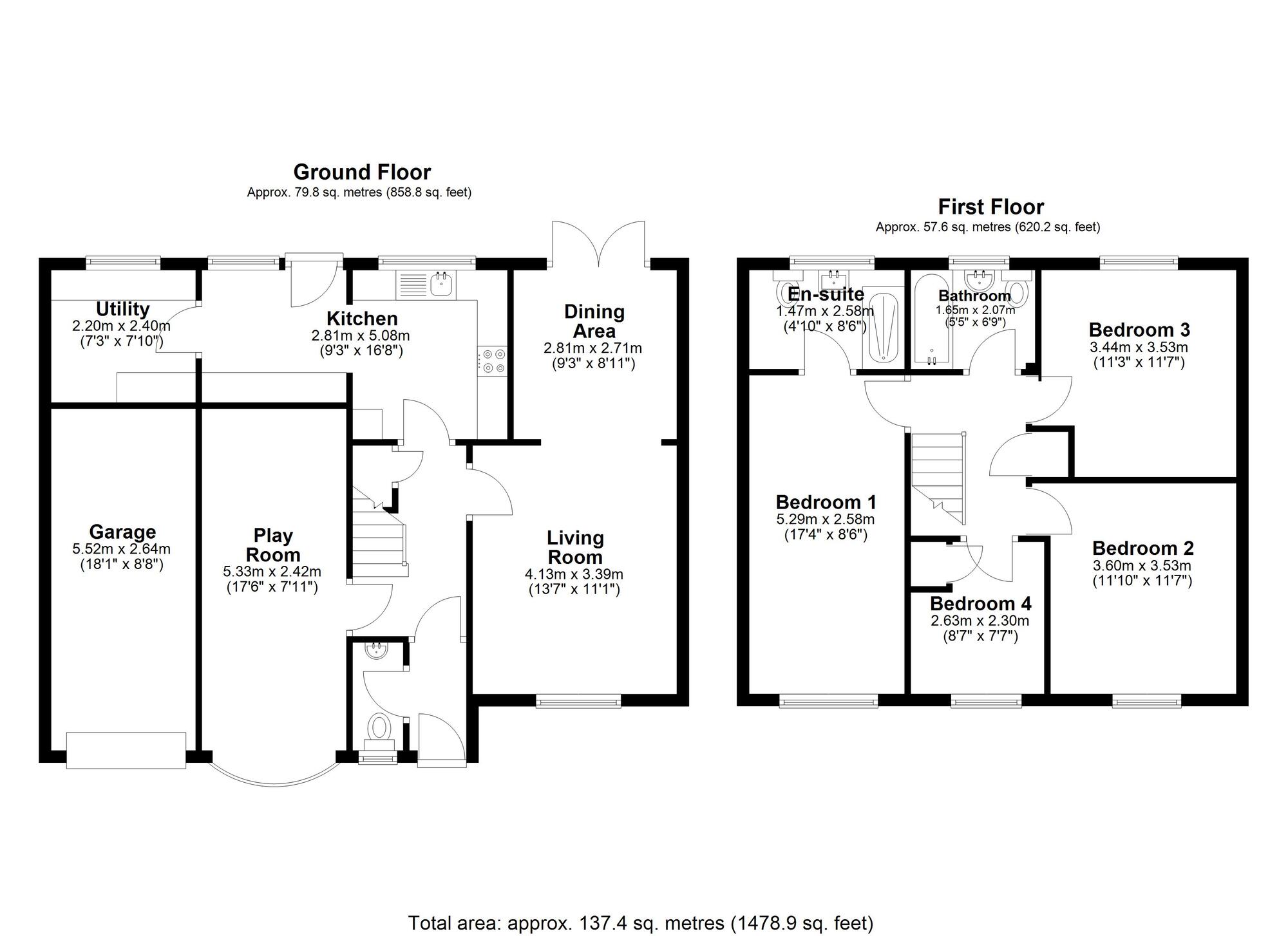 Floorplan of 4 bedroom Semi Detached House for sale, Melbeck Drive, Ouston, Durham, DH2