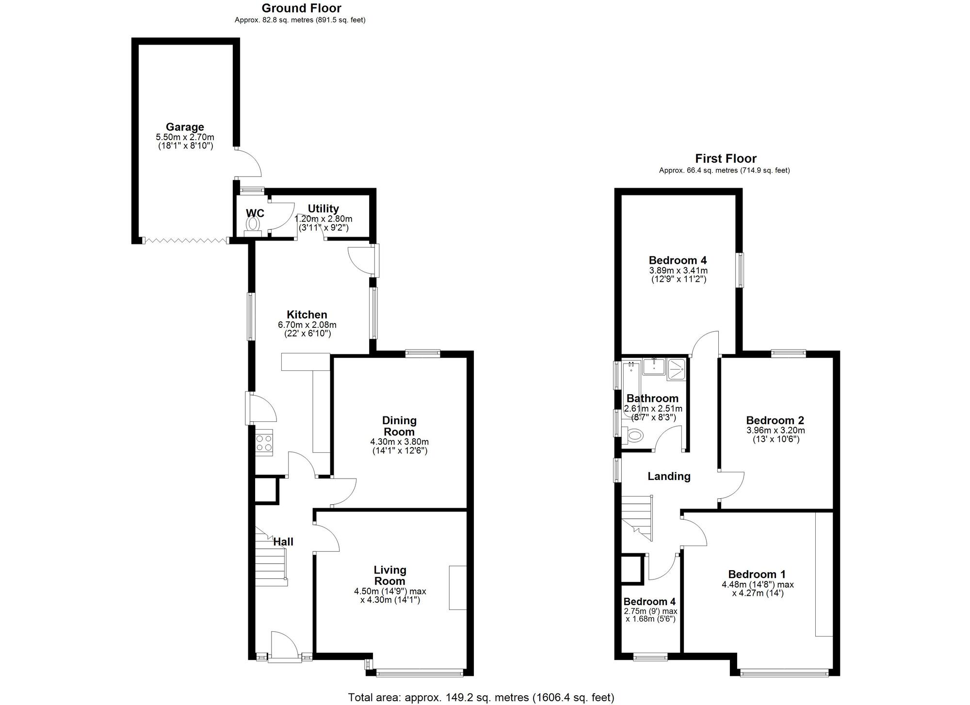 Floorplan of 4 bedroom Semi Detached House for sale, Hermitage Park, Chester Le Street, Durham, DH3