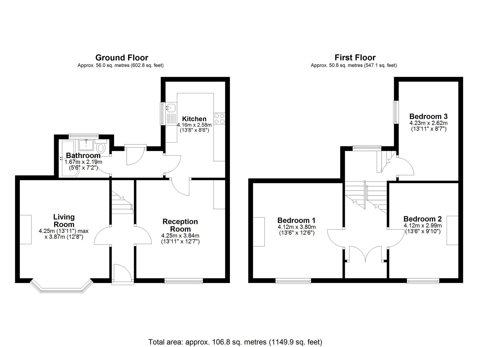 Floorplan of 3 bedroom Mid Terrace House to rent, Avondale Terrace, Chester Le Street, Durham, DH3