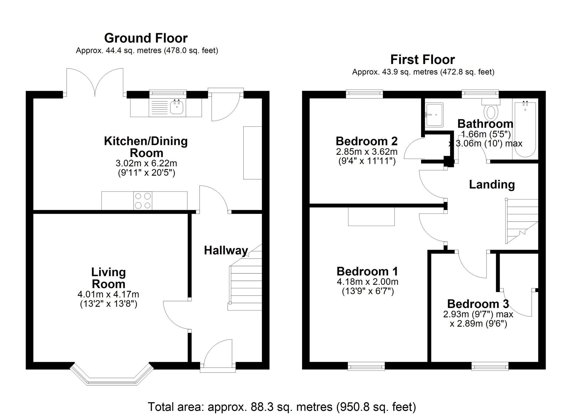 Floorplan of 3 bedroom Mid Terrace House for sale, Cotswold Avenue, Chester Le Street, Durham, DH2