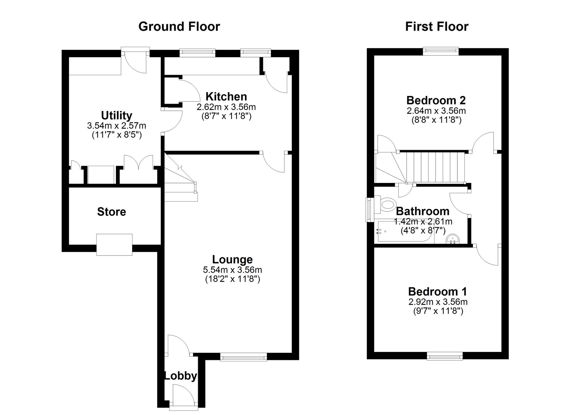 Floorplan of 2 bedroom Semi Detached House for sale, Brantwood, Chester Le Street, Durham, DH2