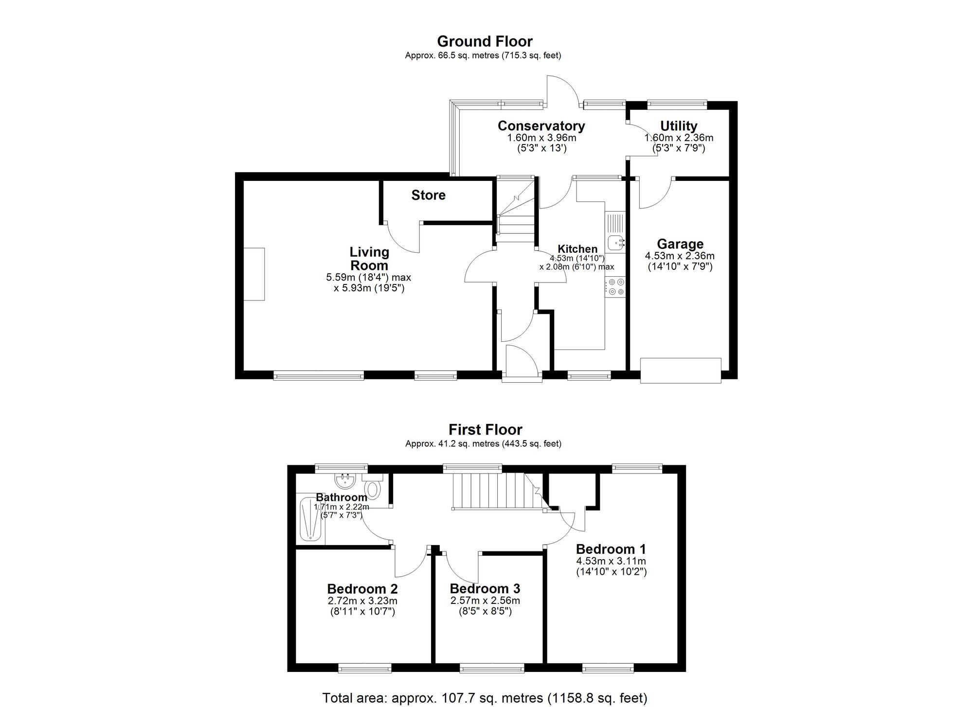 Floorplan of 3 bedroom Semi Detached House for sale, Hilda Park, Chester Le Street, Durham, DH2