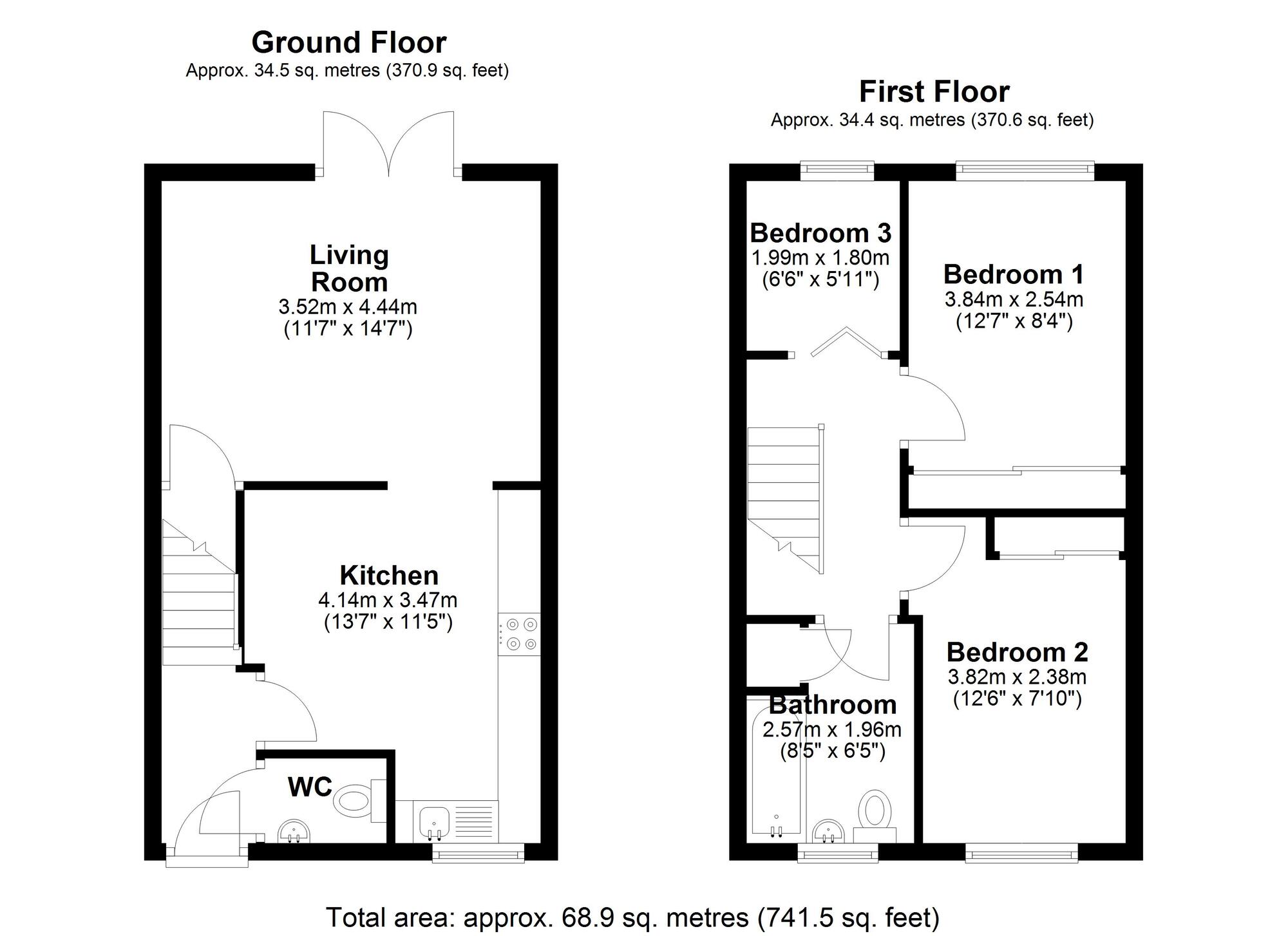 Floorplan of 3 bedroom Mid Terrace House for sale, Church Square, Brandon, Durham, DH7