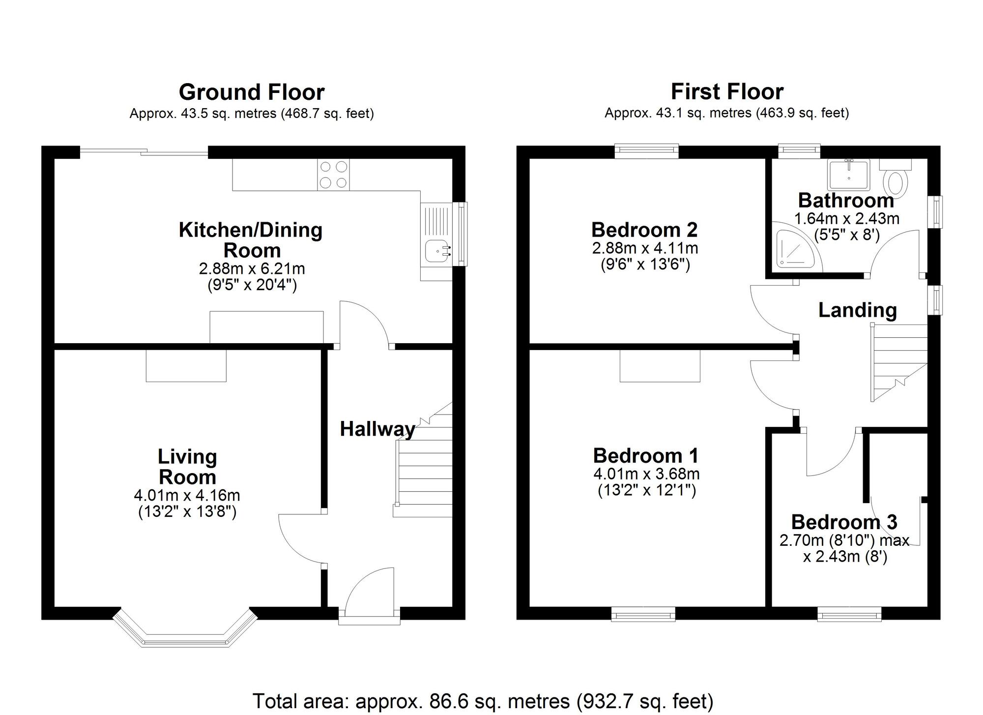 Floorplan of 3 bedroom Semi Detached House for sale, Cleveland Avenue, Chester Le Street, Durham, DH2