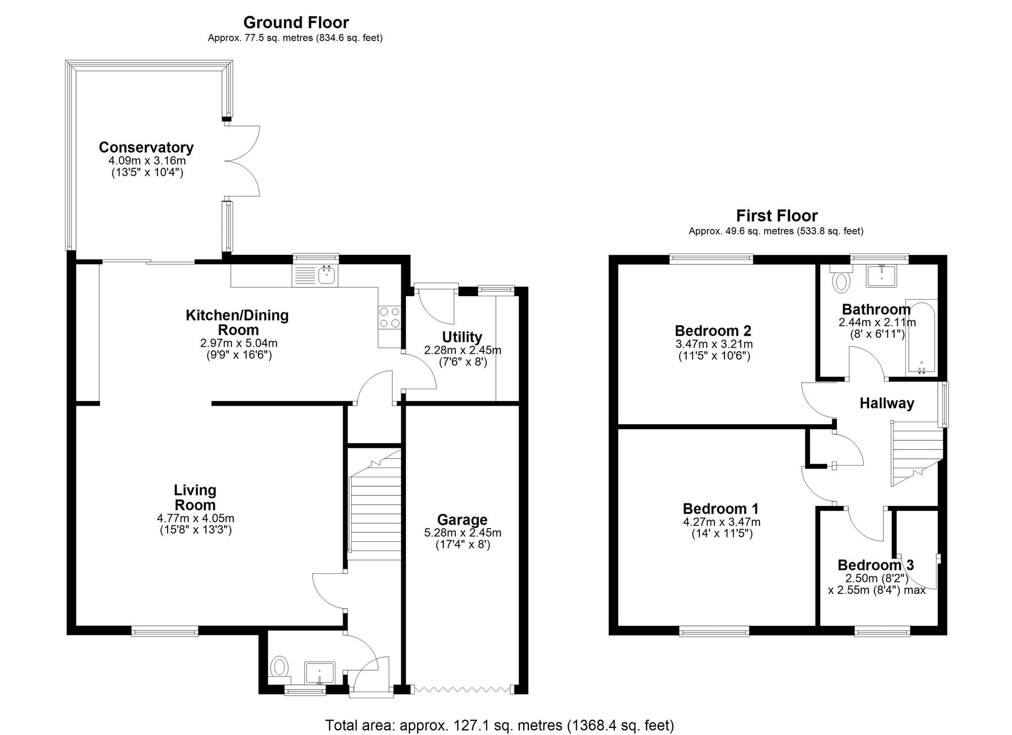 Floorplan of 3 bedroom Detached House for sale, Cheviot Close, Chester Le Street, Durham, DH2