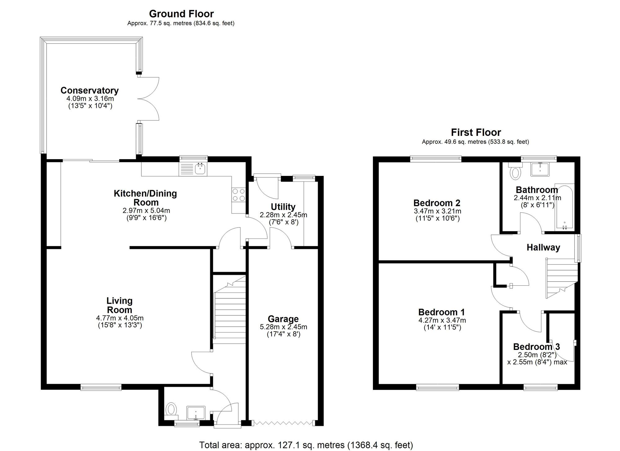 Floorplan of 3 bedroom Detached House for sale, Cheviot Close, Chester Le Street, Durham, DH2