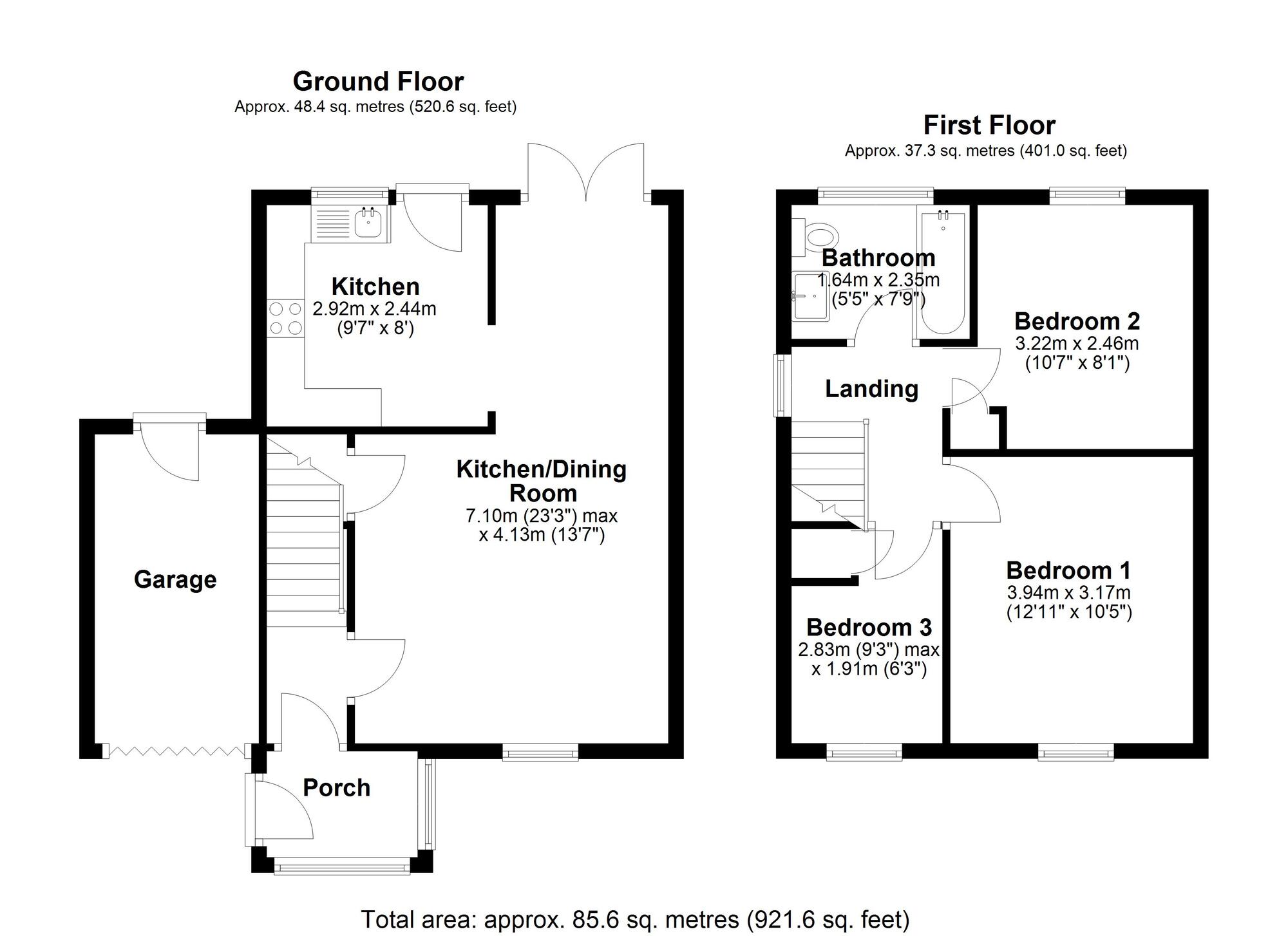Floorplan of 3 bedroom Semi Detached House for sale, Winchester Close, Great Lumley, Durham, DH3