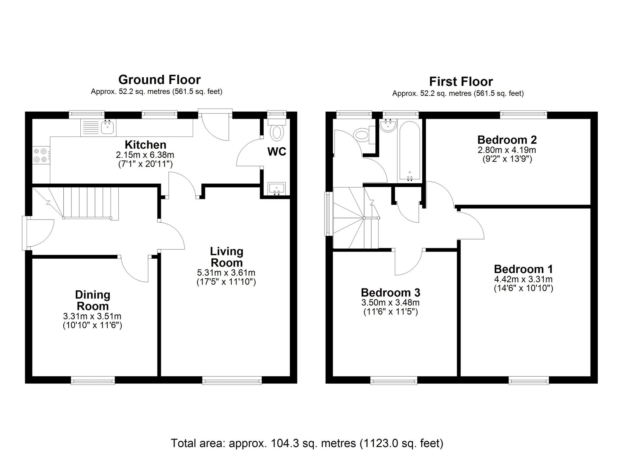 Floorplan of 3 bedroom Semi Detached House for sale, Bede Terrace, Chester Le Street, Durham, DH2