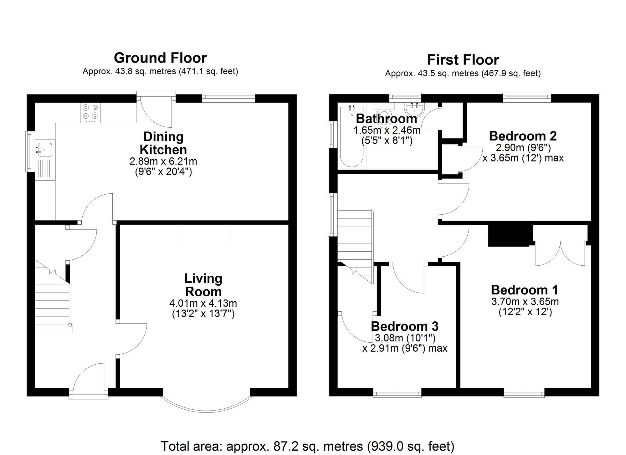 Floorplan of 3 bedroom Semi Detached House for sale, Twelfth Avenue, Chester Le Street, Durham, DH2