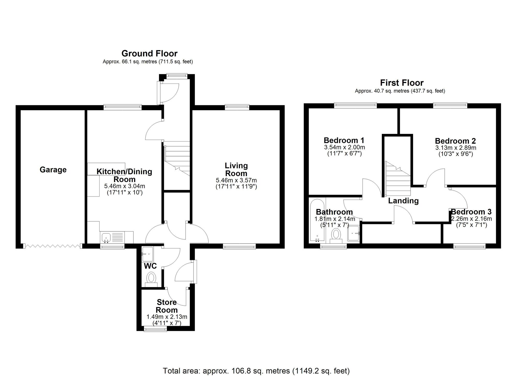 Floorplan of 3 bedroom End Terrace House for sale, Gainford, Chester Le Street, Durham, DH2
