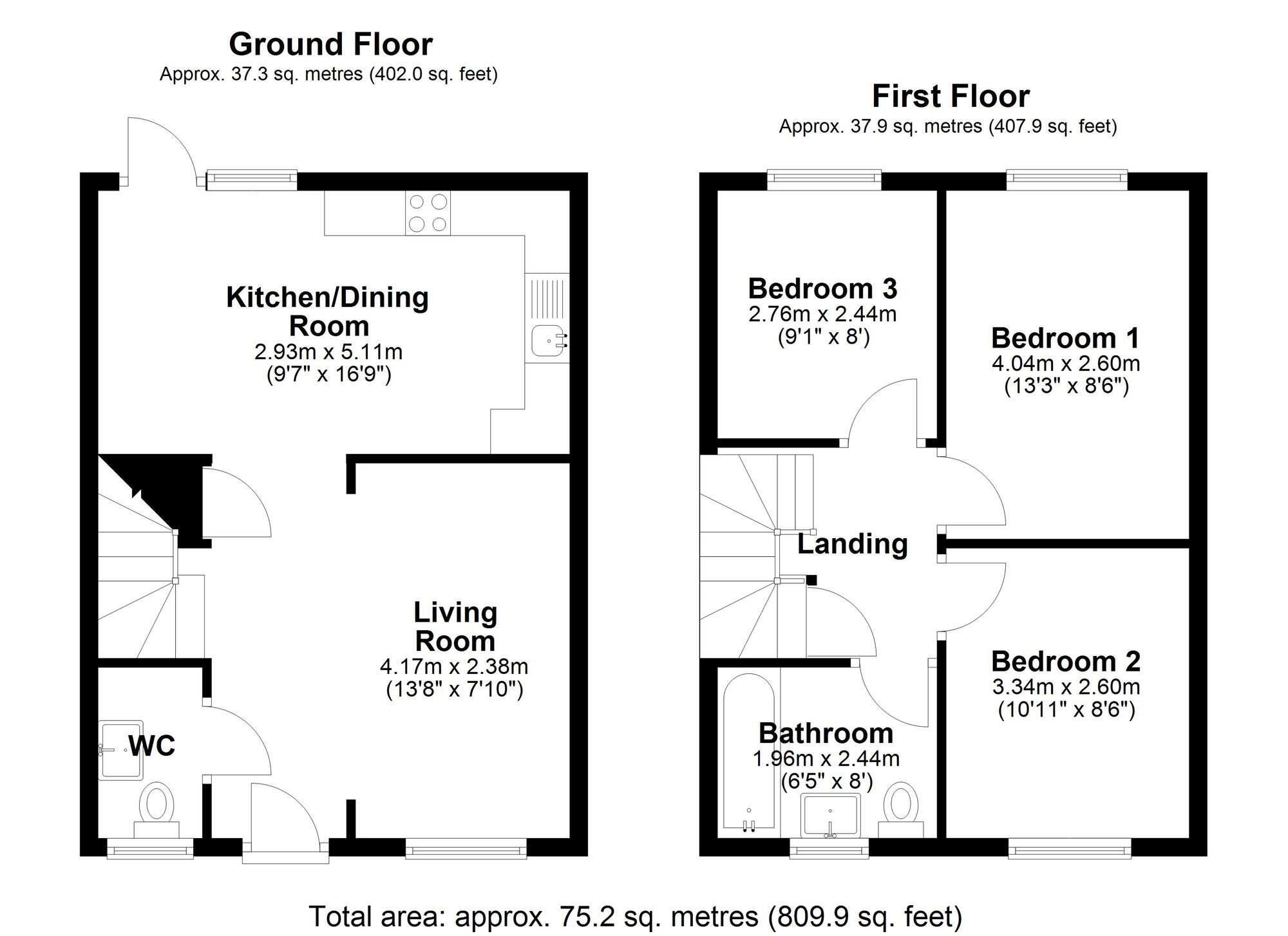 Floorplan of 3 bedroom Detached House for sale, Hylands Close, Chester Le Street, Durham, DH3