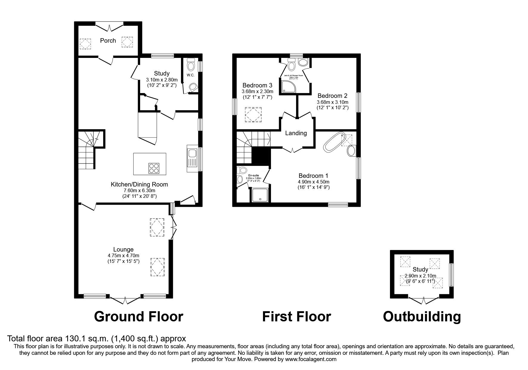 Floorplan of 3 bedroom Detached House for sale, Park Street, Willington, Durham, DL15