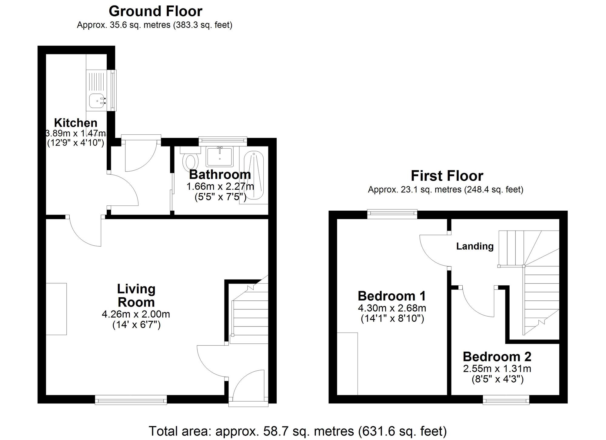 Floorplan of 2 bedroom Mid Terrace House for sale, Pine Street, Chester Le Street, Durham, DH3