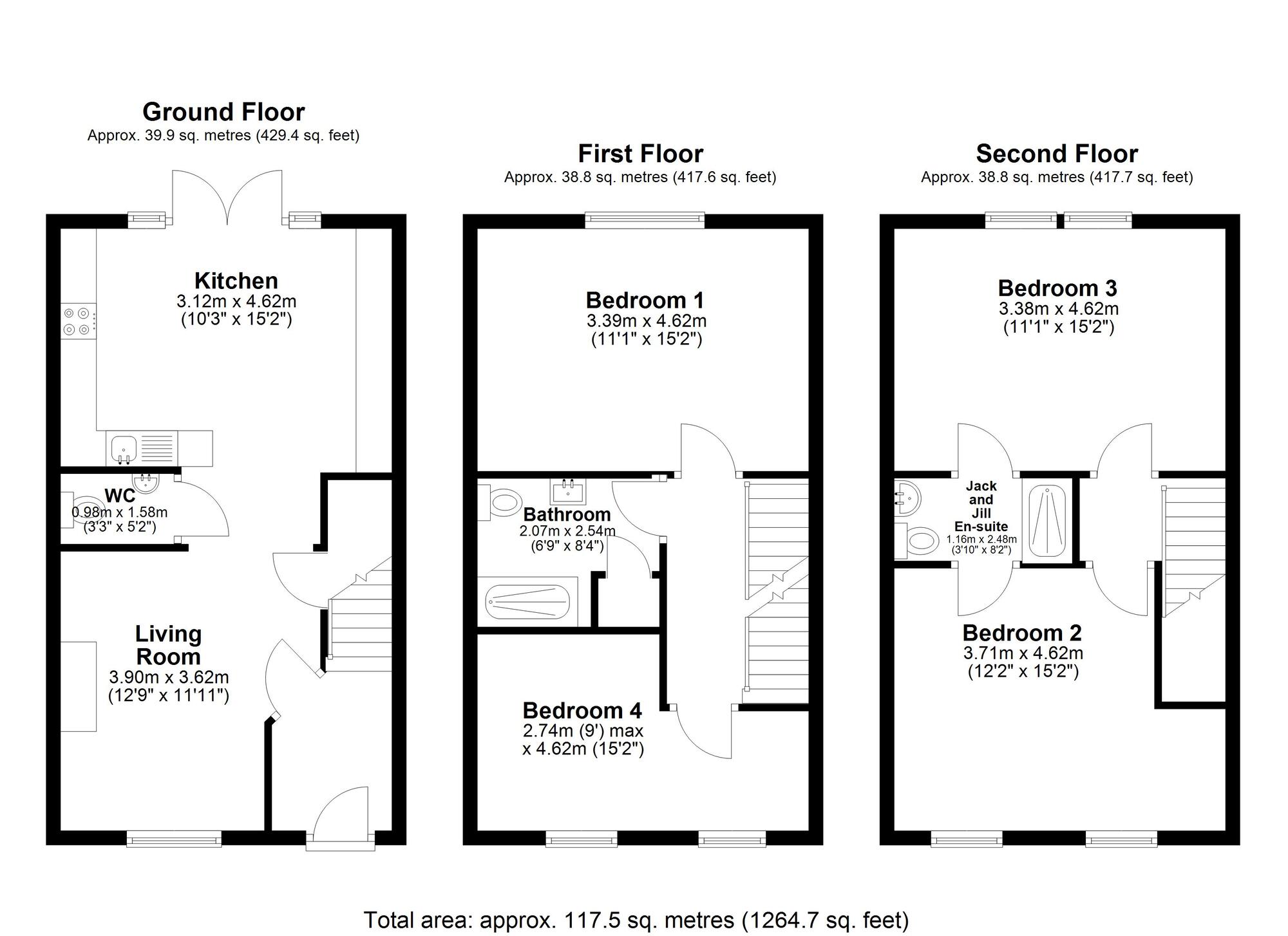 Floorplan of 4 bedroom Mid Terrace House for sale, The Manse, Chester Le Street, Durham, DH3