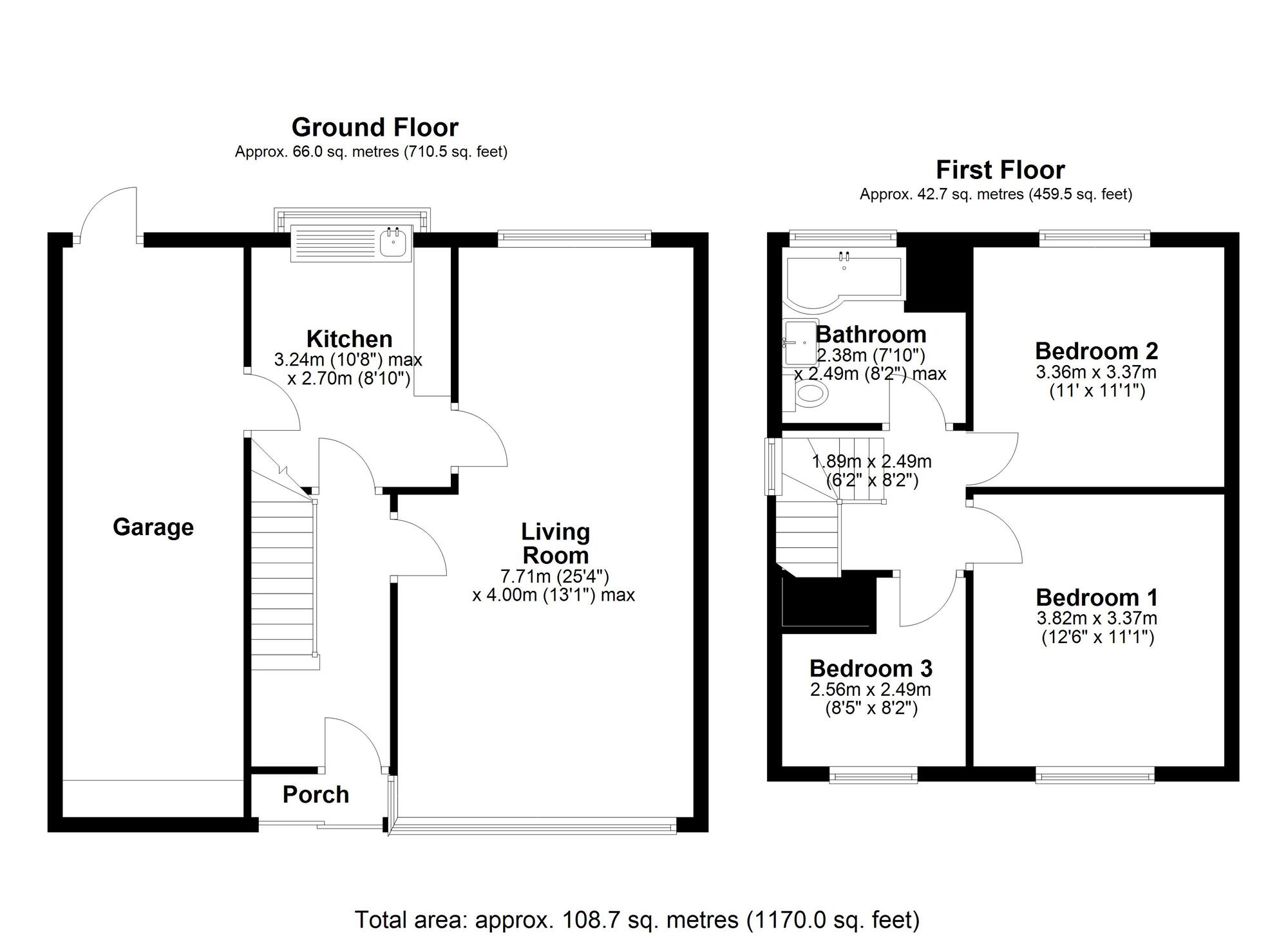 Floorplan of 3 bedroom End Terrace House for sale, Caxton Way, Chester Le Street, Durham, DH3