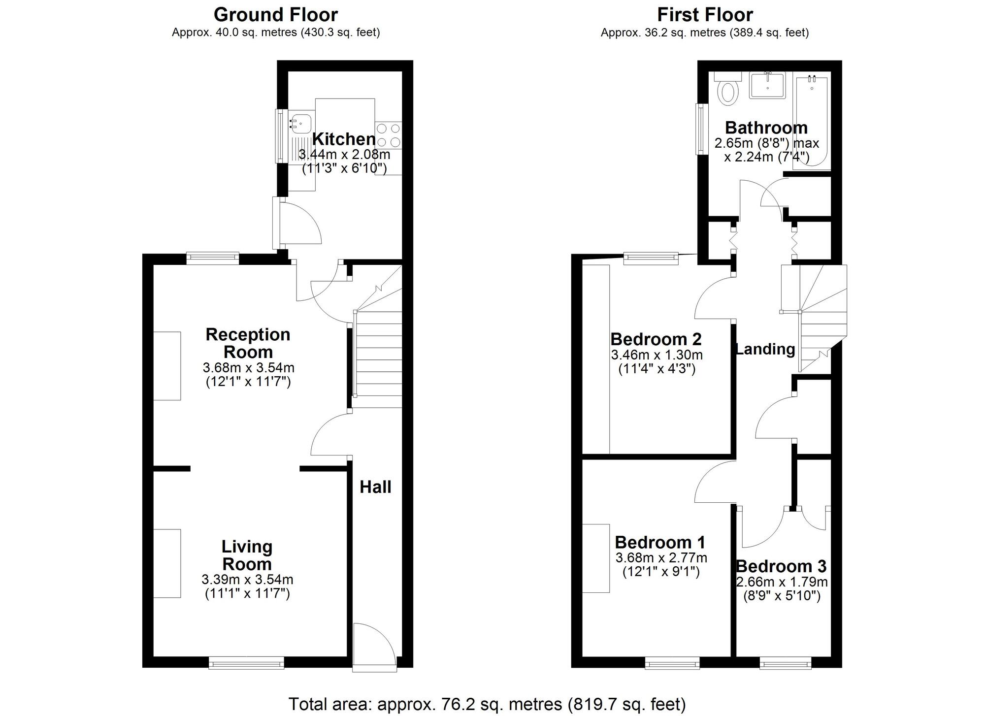 Floorplan of 3 bedroom Mid Terrace House to rent, Clifford Street, Chester Le Street, Durham, DH3
