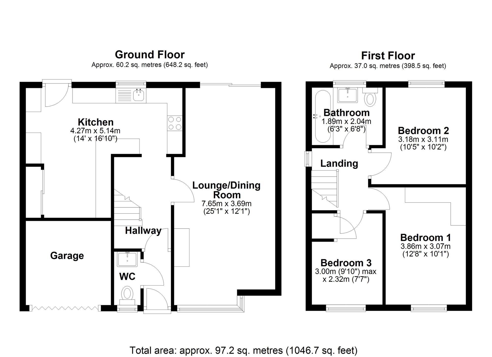 Floorplan of 3 bedroom Detached House for sale, Turnberry, Ouston, Durham, DH2
