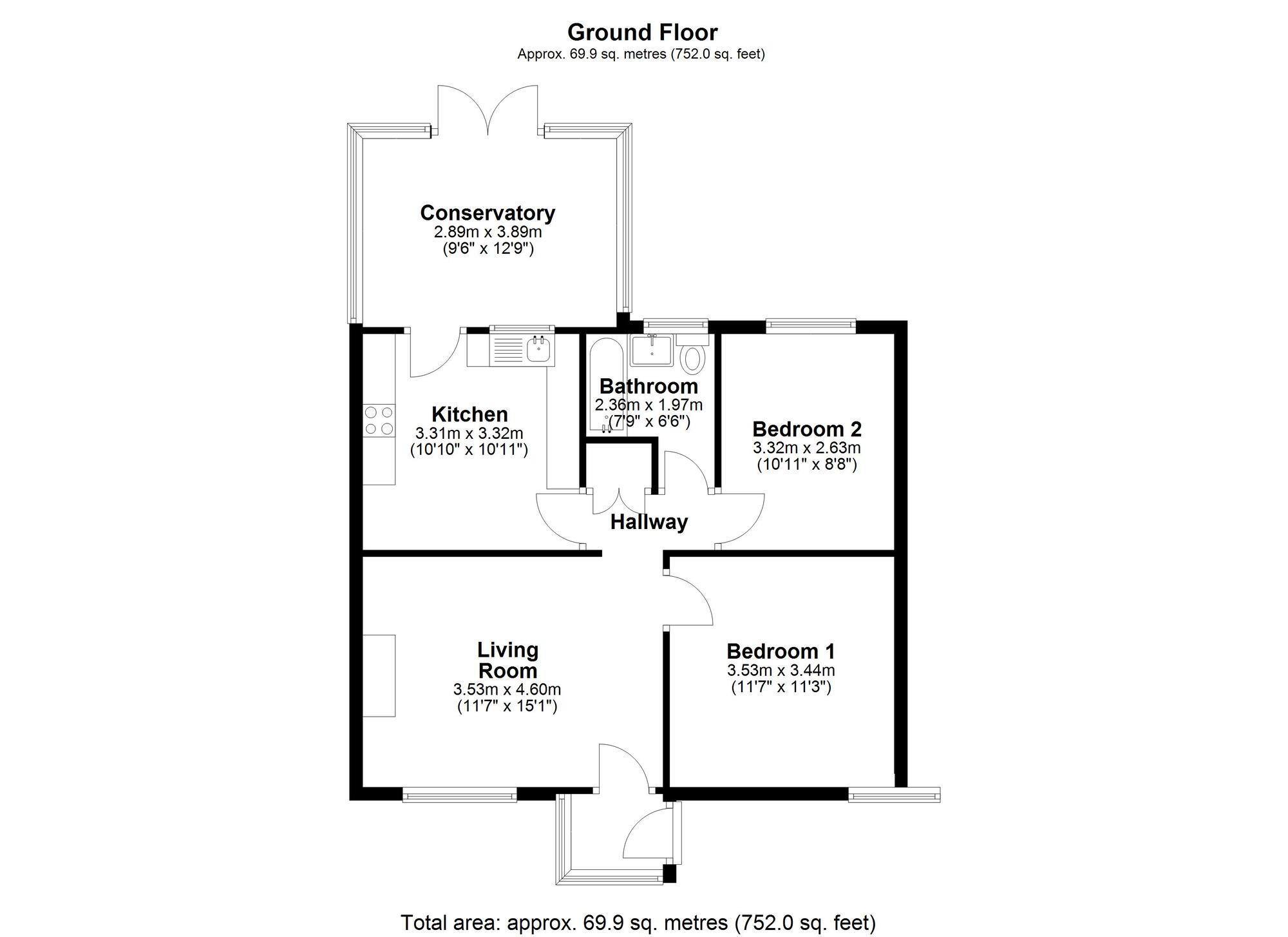 Floorplan of 2 bedroom Detached Bungalow for sale, Leander Avenue, Chester Le Street, Durham, DH3