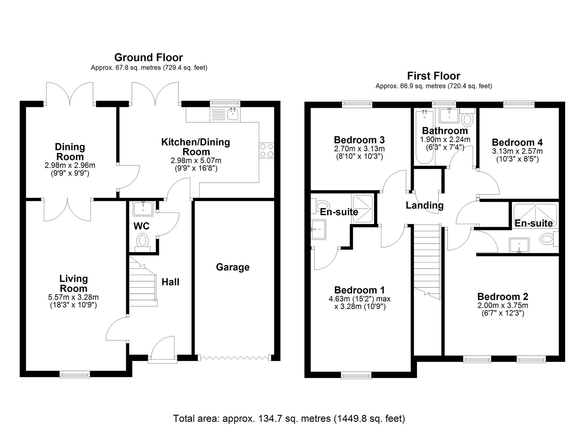 Floorplan of 4 bedroom Detached House for sale, Plantation Close, Pelton Fell, Durham, DH2