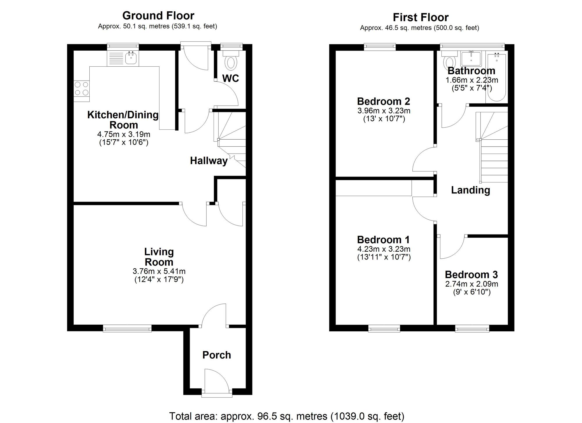 Floorplan of 3 bedroom End Terrace House for sale, Bronte Place, Stanley, Durham, DH9
