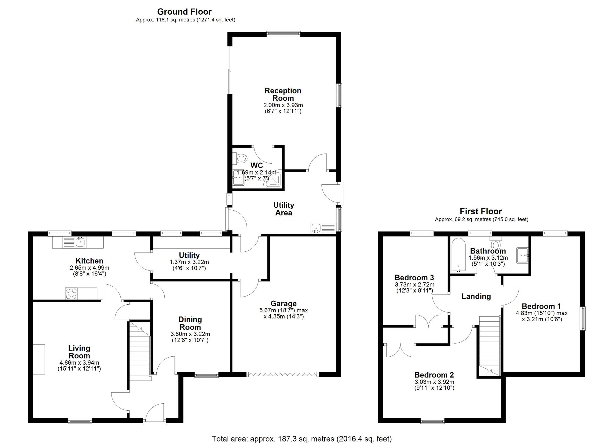 Floorplan of 3 bedroom Semi Detached House for sale, Charles Terrace, Pelton Fell, Durham, DH2