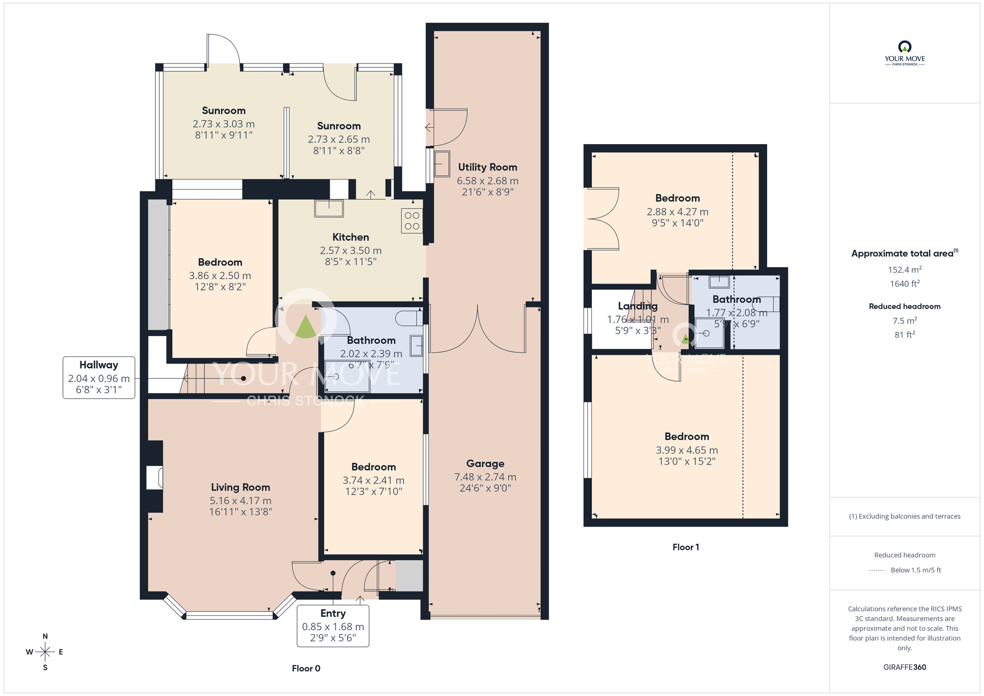 Floorplan of 4 bedroom Link Detached Bungalow for sale, Caragh Road, Chester Le Street, Durham, DH2