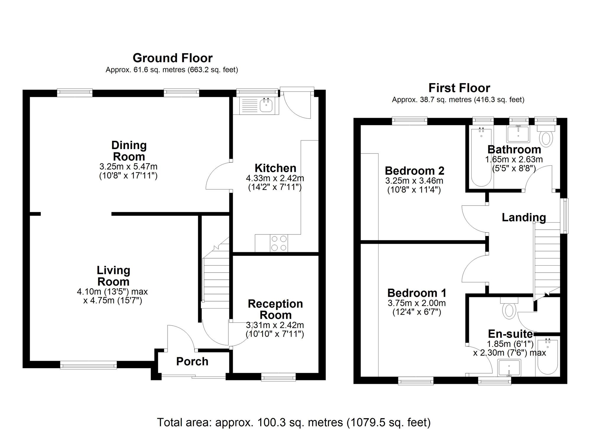 Floorplan of 2 bedroom Semi Detached House for sale, Coniston, Birtley, Tyne and Wear, DH3