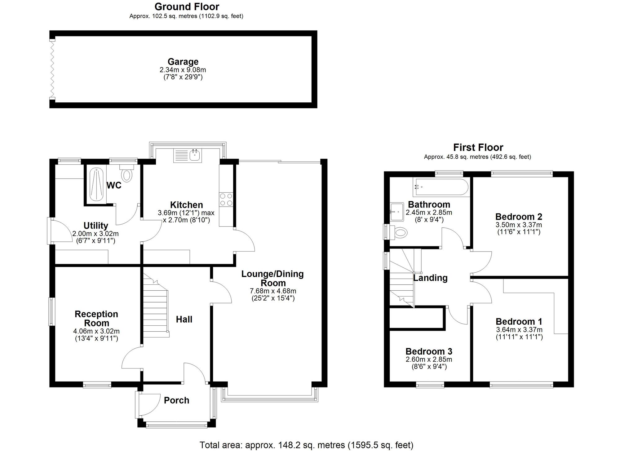 Floorplan of 3 bedroom Semi Detached House for sale, Tintagel, Great Lumley, Durham, DH3