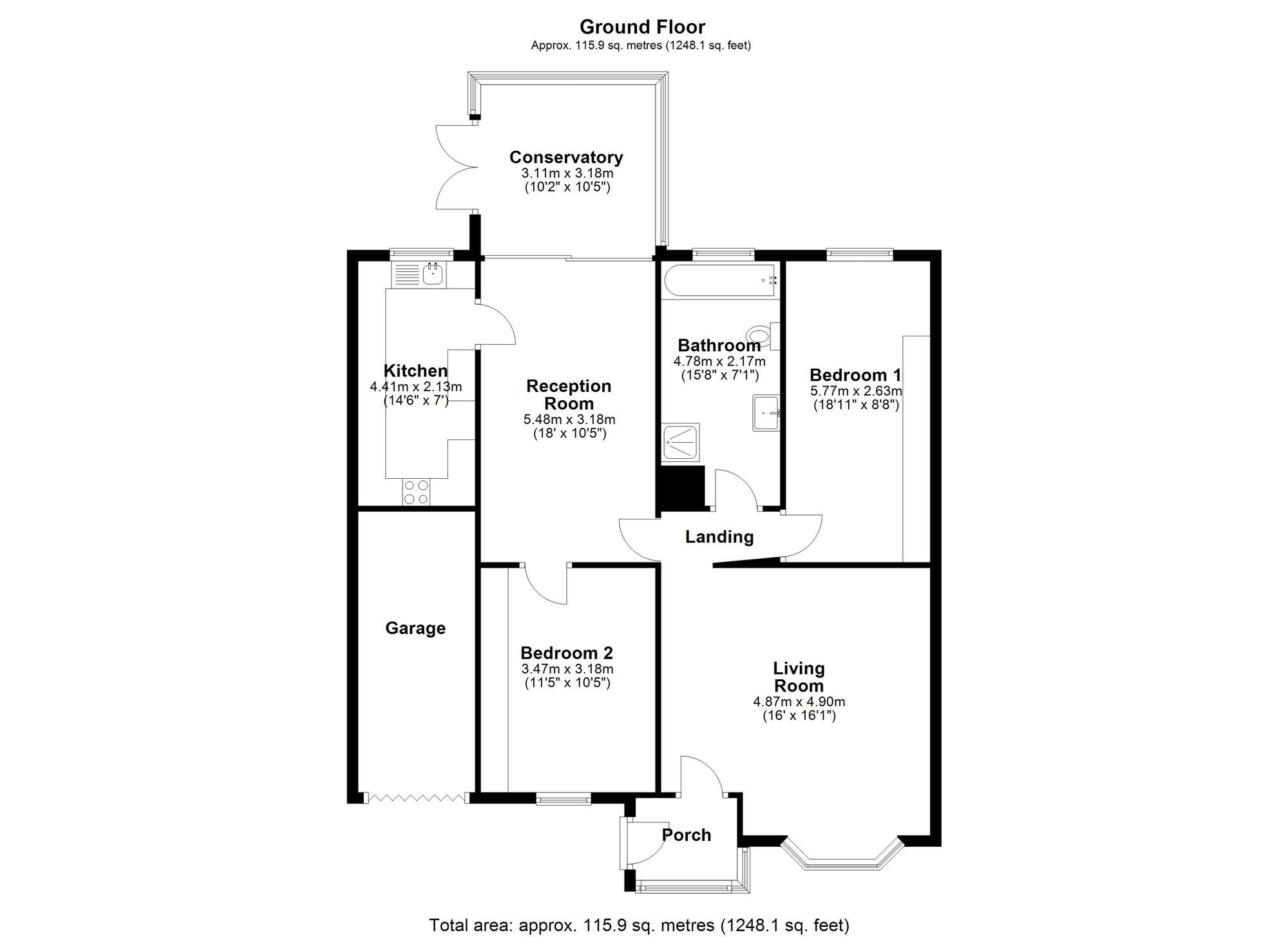 Floorplan of 2 bedroom Semi Detached Bungalow for sale, Abington, Ouston, Chester Le Street, DH2