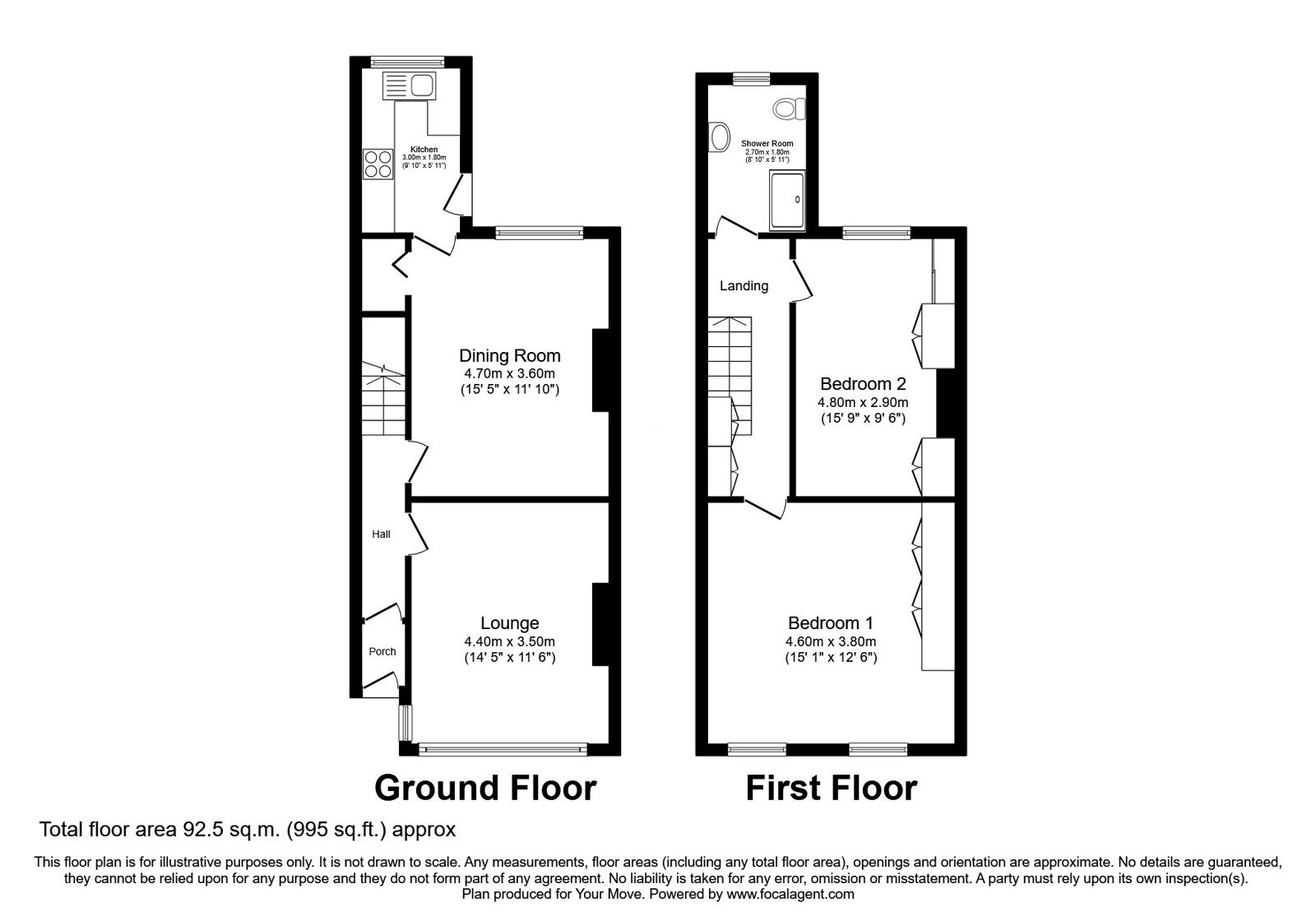 Floorplan of 2 bedroom Mid Terrace House for sale, Findon Hill, Sacriston, Durham, DH7