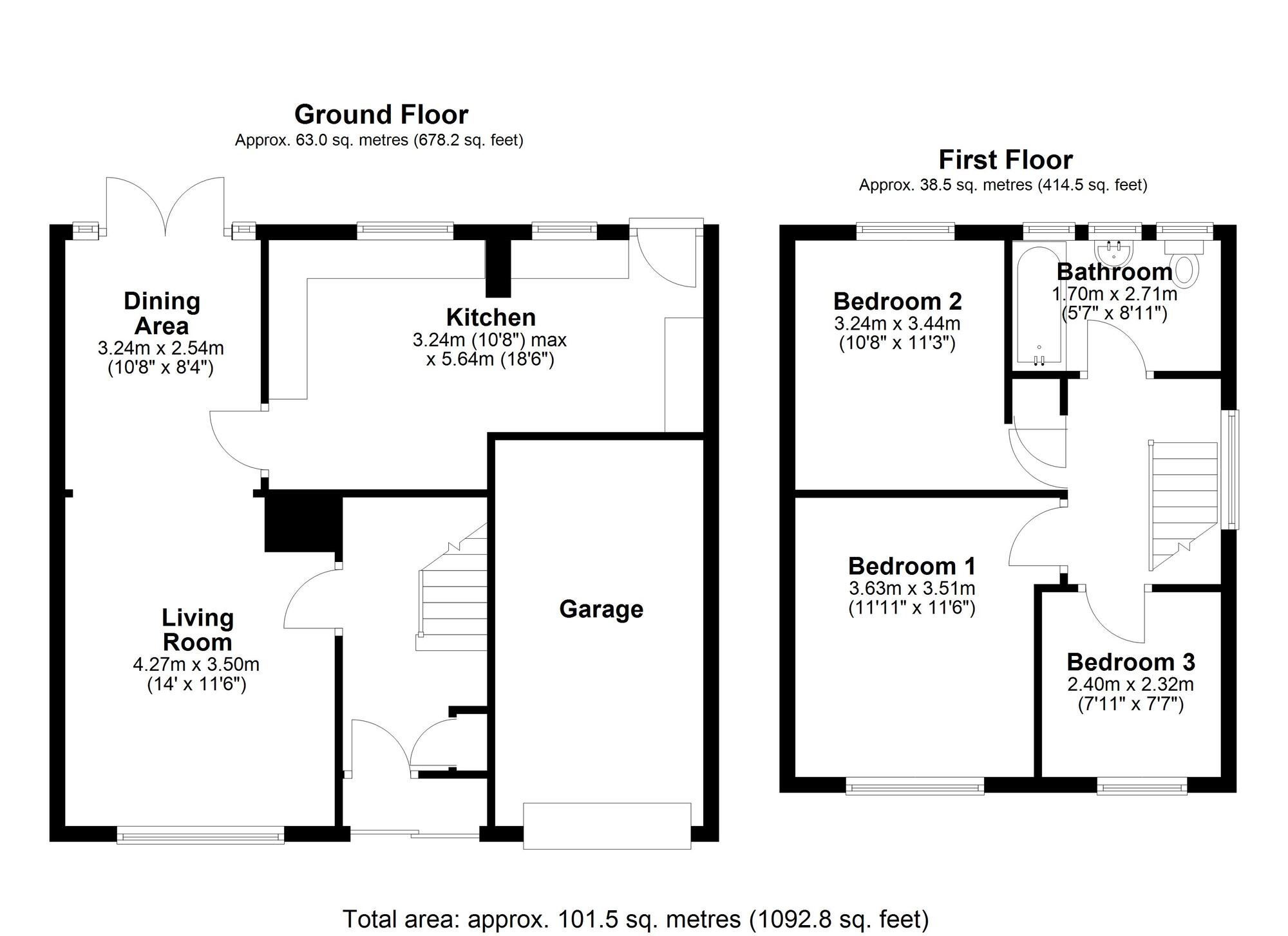 Floorplan of 3 bedroom Semi Detached House for sale, Callander, Ouston, Durham, DH2