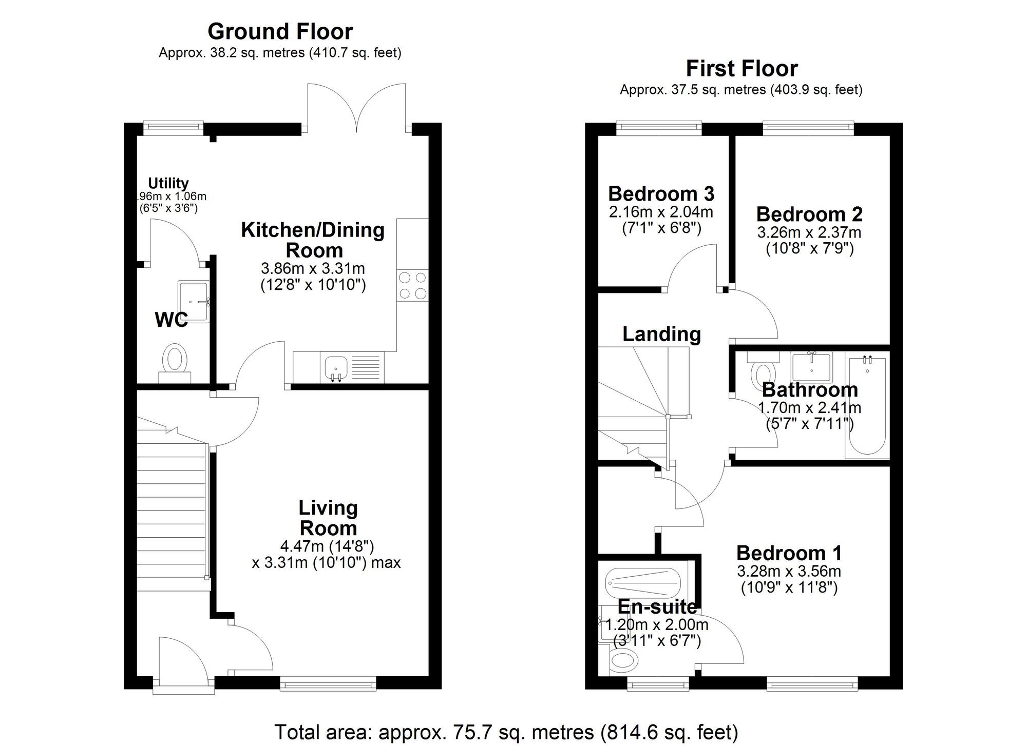 Floorplan of 3 bedroom Semi Detached House for sale, Larch Way, High Hold, Chester Le Street, DH2