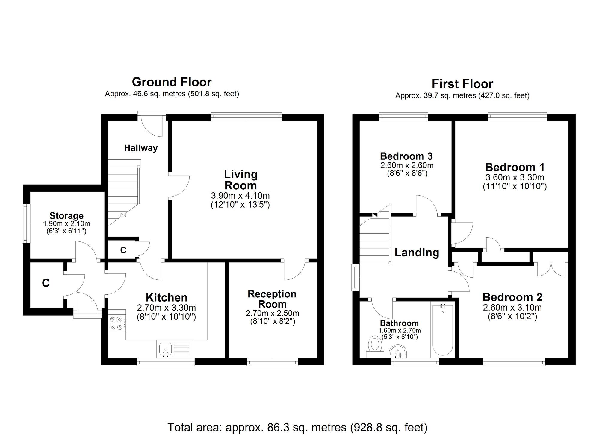 Floorplan of 3 bedroom Semi Detached House for sale, The Oval, Ouston, Durham, DH2