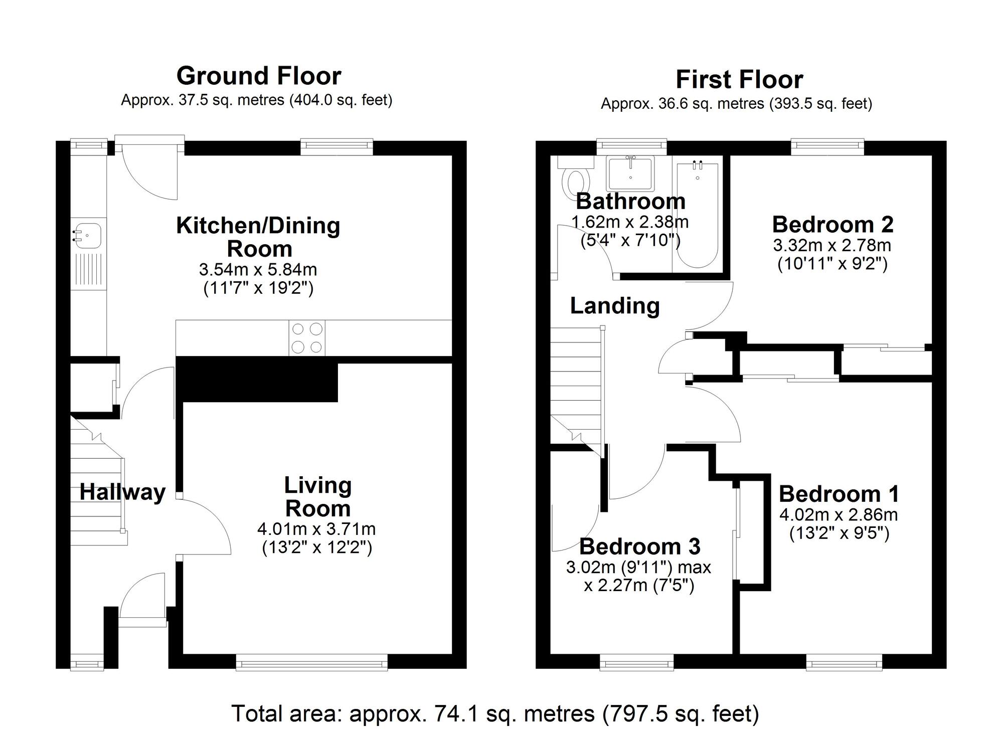 Floorplan of 3 bedroom Semi Detached House for sale, Kinross Close, Birtley, Tyne and Wear, DH3