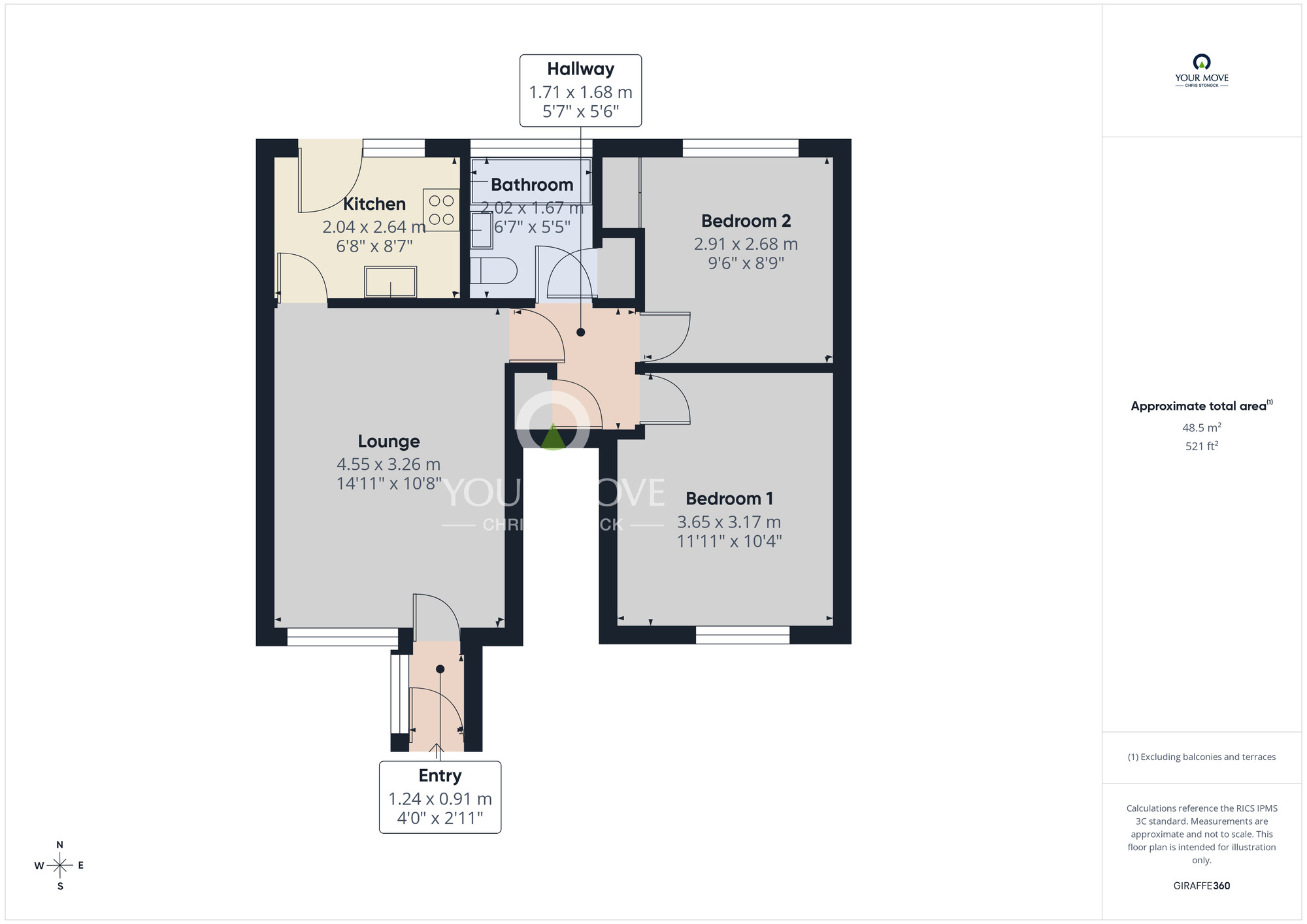 Floorplan of 2 bedroom Mid Terrace Flat for sale, Fell Close, Albany, Washington, NE37