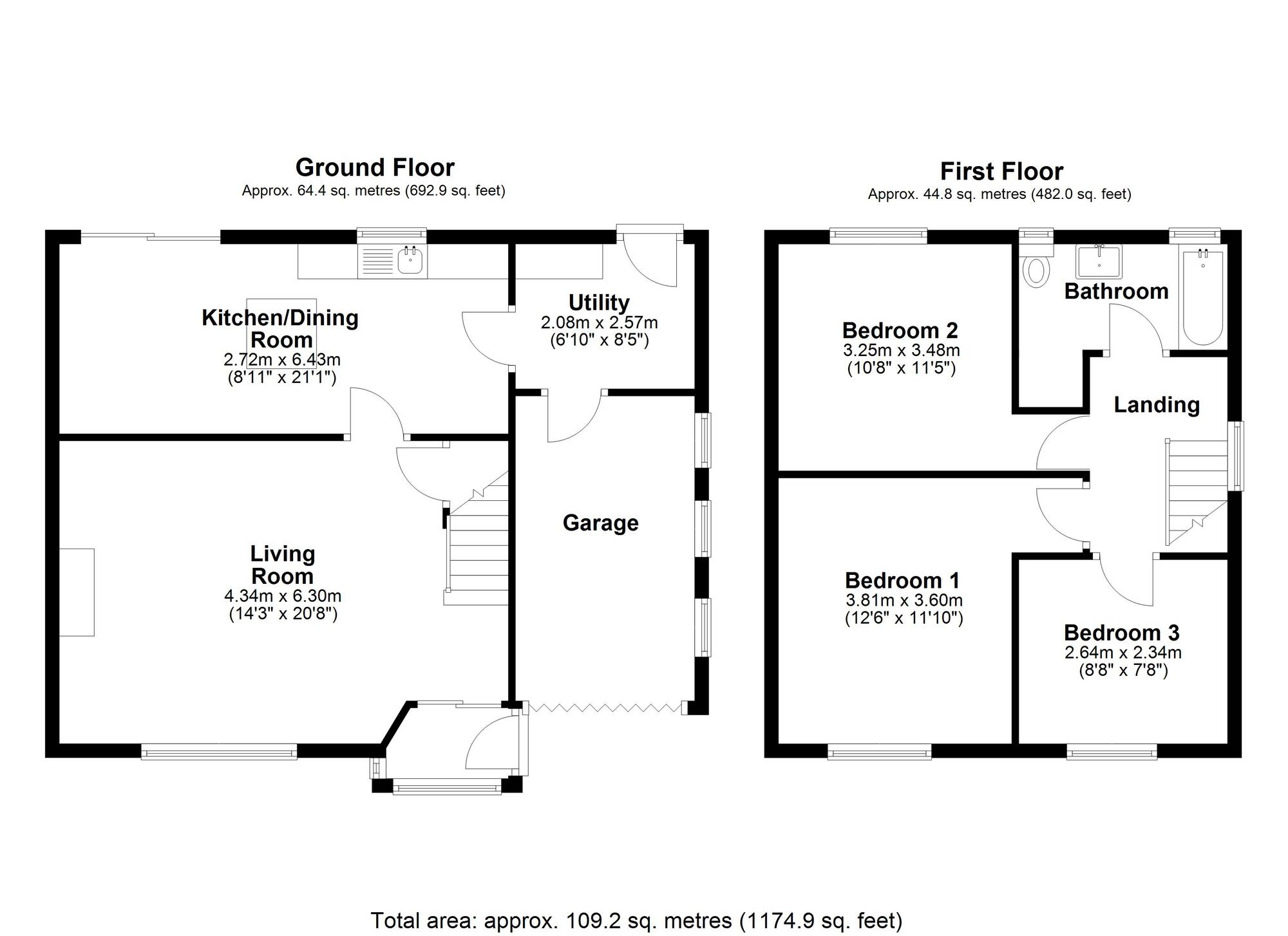 Floorplan of 3 bedroom Semi Detached House for sale, Ardrossan, Ouston, Durham, DH2